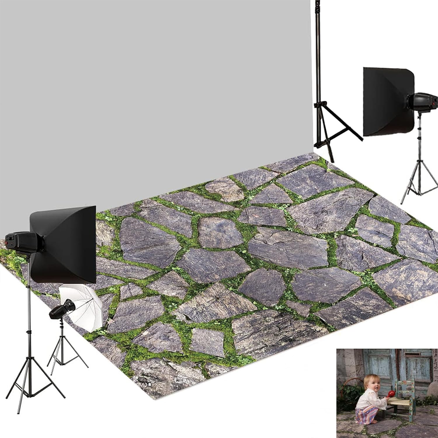 Kate Photography Floor Mats Green Brick Floor Backdrop Anti-Slip Mat for Newborn Photography Props Rubber Mat for Photo Studio 8x5ft 8x5ft Brick 2