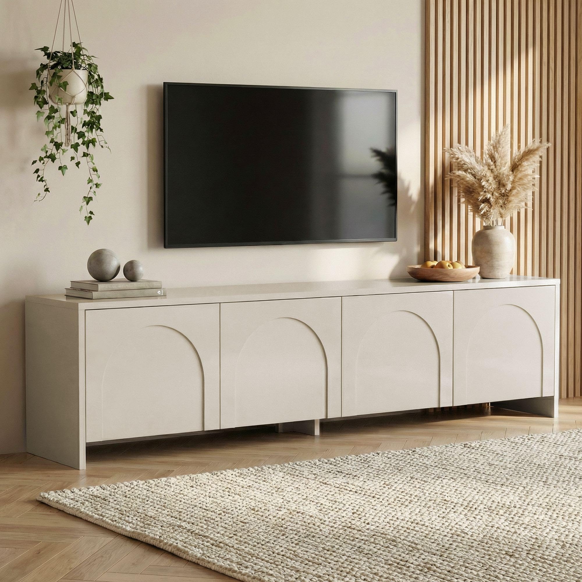 HABITAT ET JARDIN Meuble TV en Bois Aurelia - 180 x 32 x 45 cm - Crème
