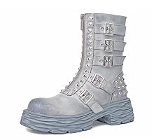 Wide Calf Cowboy Boots Women Chunky Sole Vintage Antique Western Mid-calf Booties Classic Retro Navy Cowgirl Boots