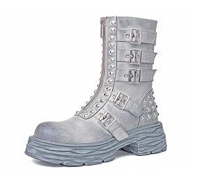 Wide Calf Cowboy Boots Women Chunky Sole Vintage Antique Western Mid-calf Booties Classic Retro Navy Cowgirl Boots