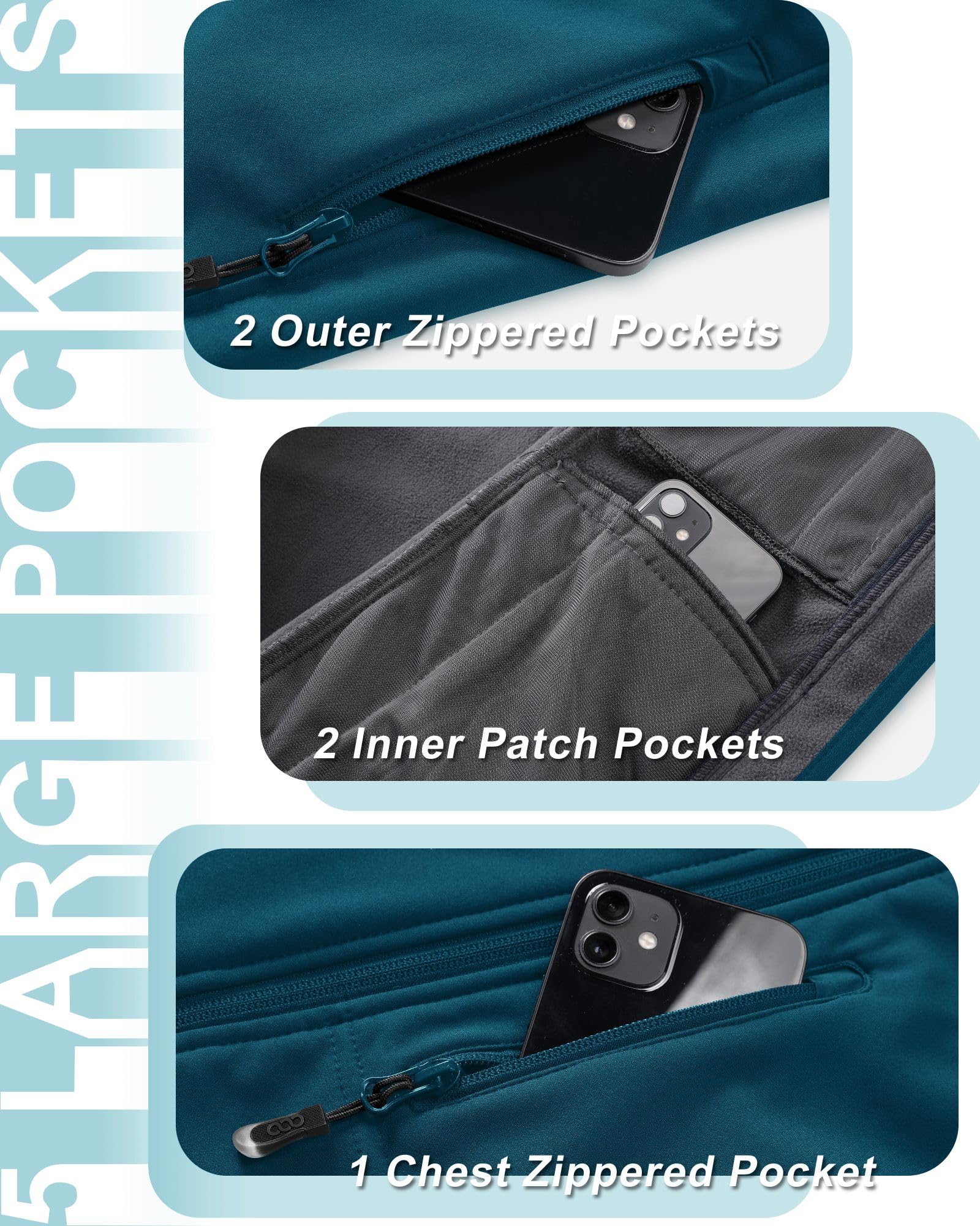 33,000ft Gilet leggero softshell da donna con cappuccio, giacca senza maniche, impermeabile, antivento, in pile, con tasche con zip