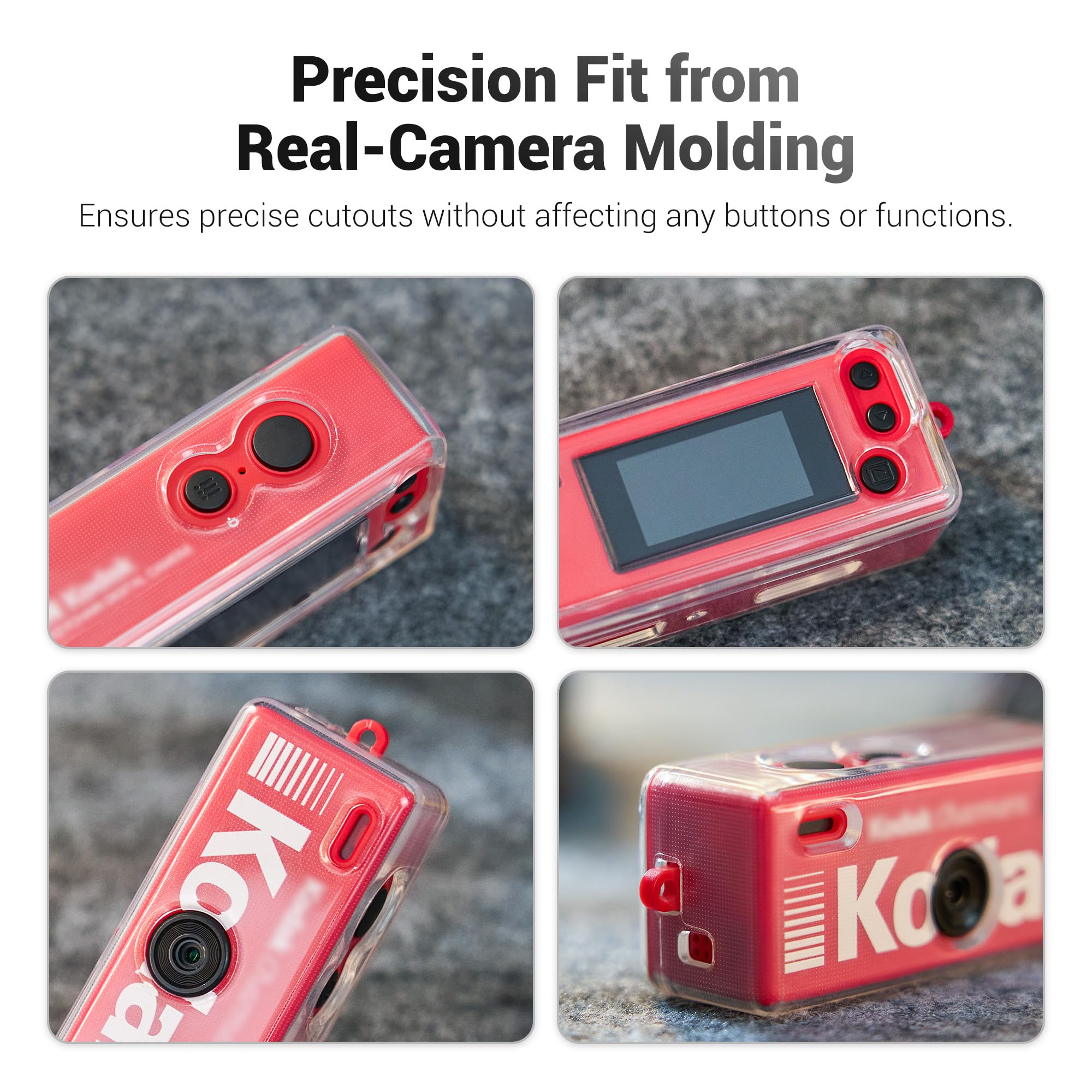 Kiorafoto TPU-Hülle für Kodak CHARMERA Schlüsselanhänger-Digitalkamera | stoßfeste und kratzfeste Schutzhülle mit 2 Stück LAR-Displayschutzfolien mit geringer Reflexion und Montagewerkzeug