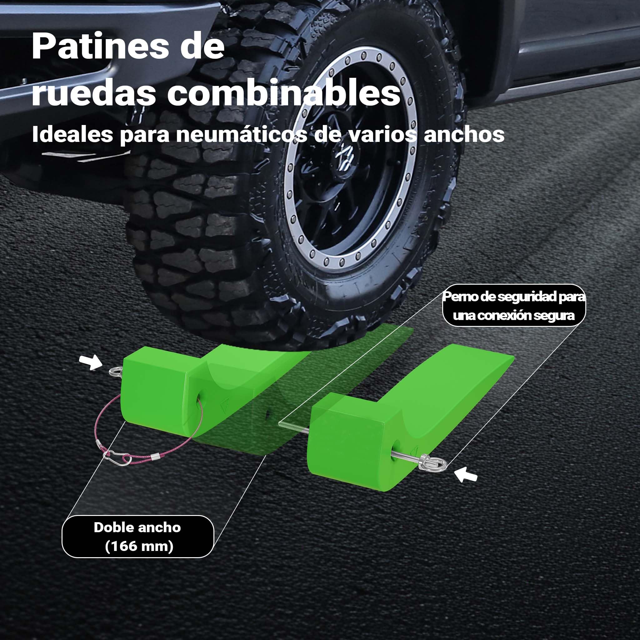 Wiltec Set 4 cuñas deslizantes ayuda de carga para servicio de remolque de hasta 1814 kg por cuña, cuñas de tracción fabricadas en HDPE, ideales para grúas, transportadores de coches, rampas de carga