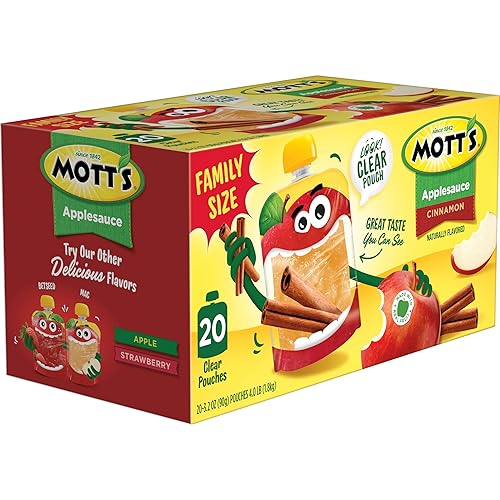 Miniatura 52 de Mott's Paquete Variado de Puré de Manzana Sin Azúcar Añadido, 4 Sabores – Manzana, Fresa, Canela y Arándano, Hecho de Fruta Real, Sin Sabores