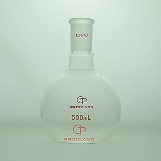 Proglass Glass Single Neck Flat Bottom Boiling Flask 500mL with 24/40 Glass Joint