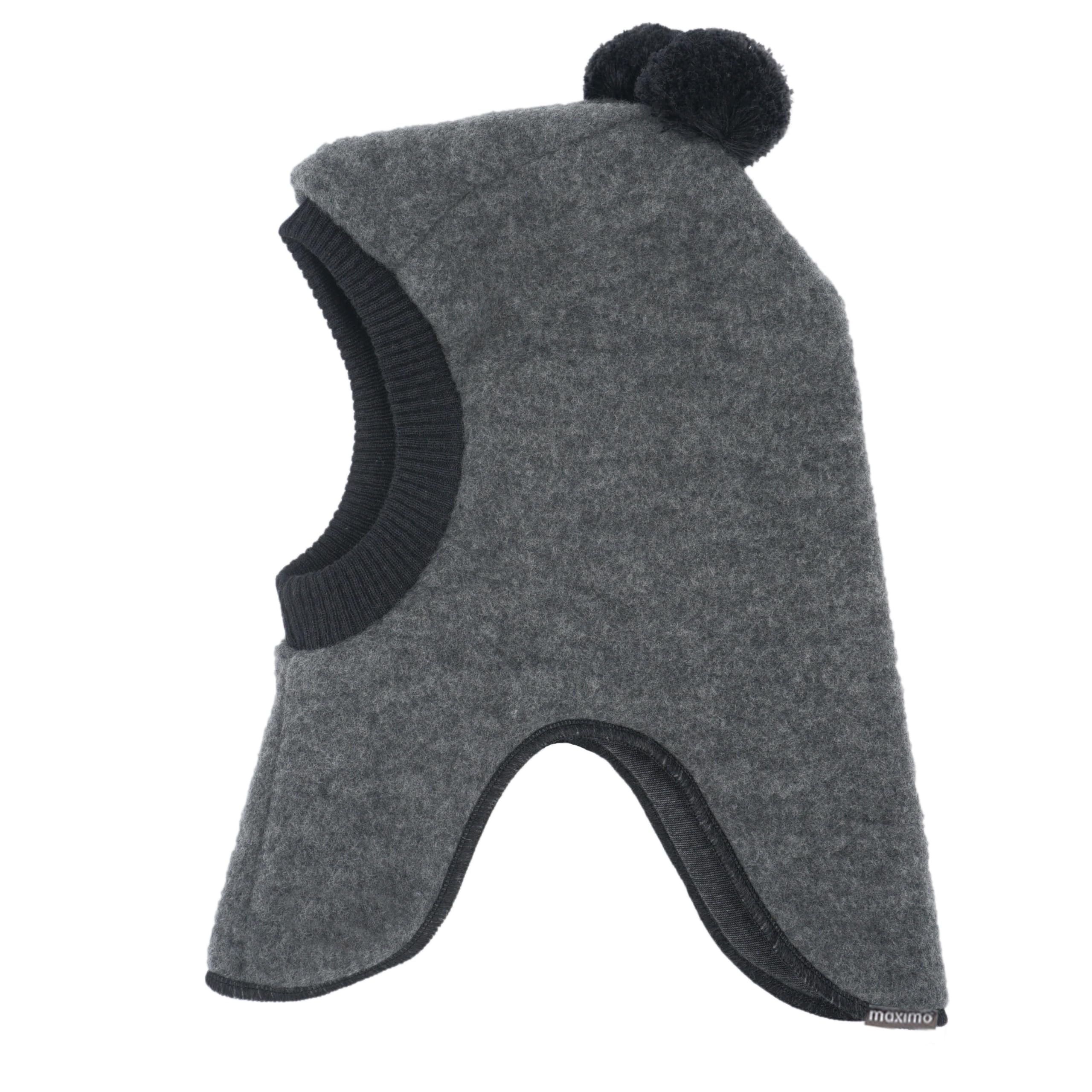 maximo GOTS MINI-Schlupfmütze, 2 Pompons, Wollfleece, Jersey