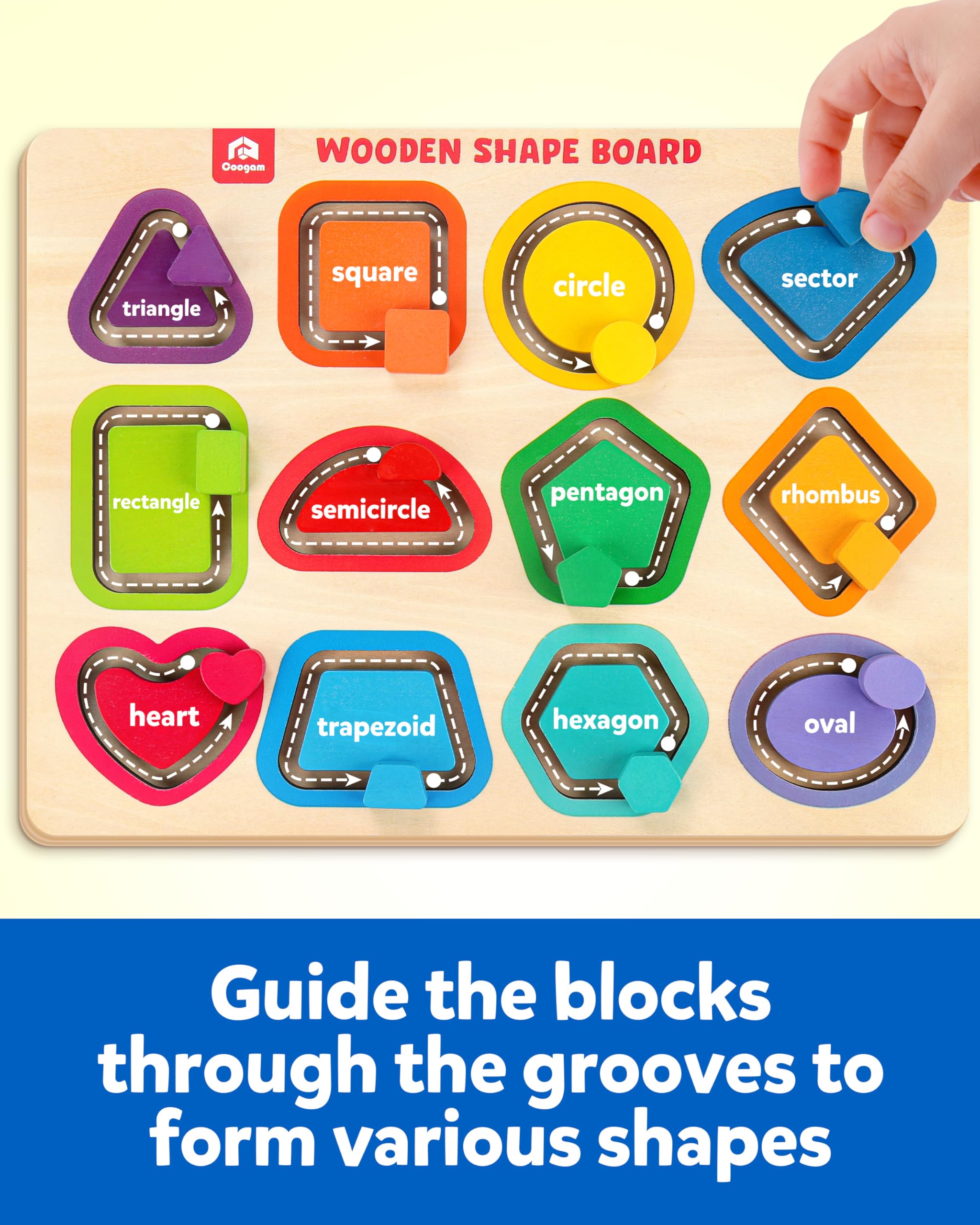 Coogam Rompecabezas de madera con forma de color para niños pequeños, clasificar y apilar, actividades de juego a juego, juguetes educativos de aprendizaje de motricidad fina para niños de 3, 4, 5