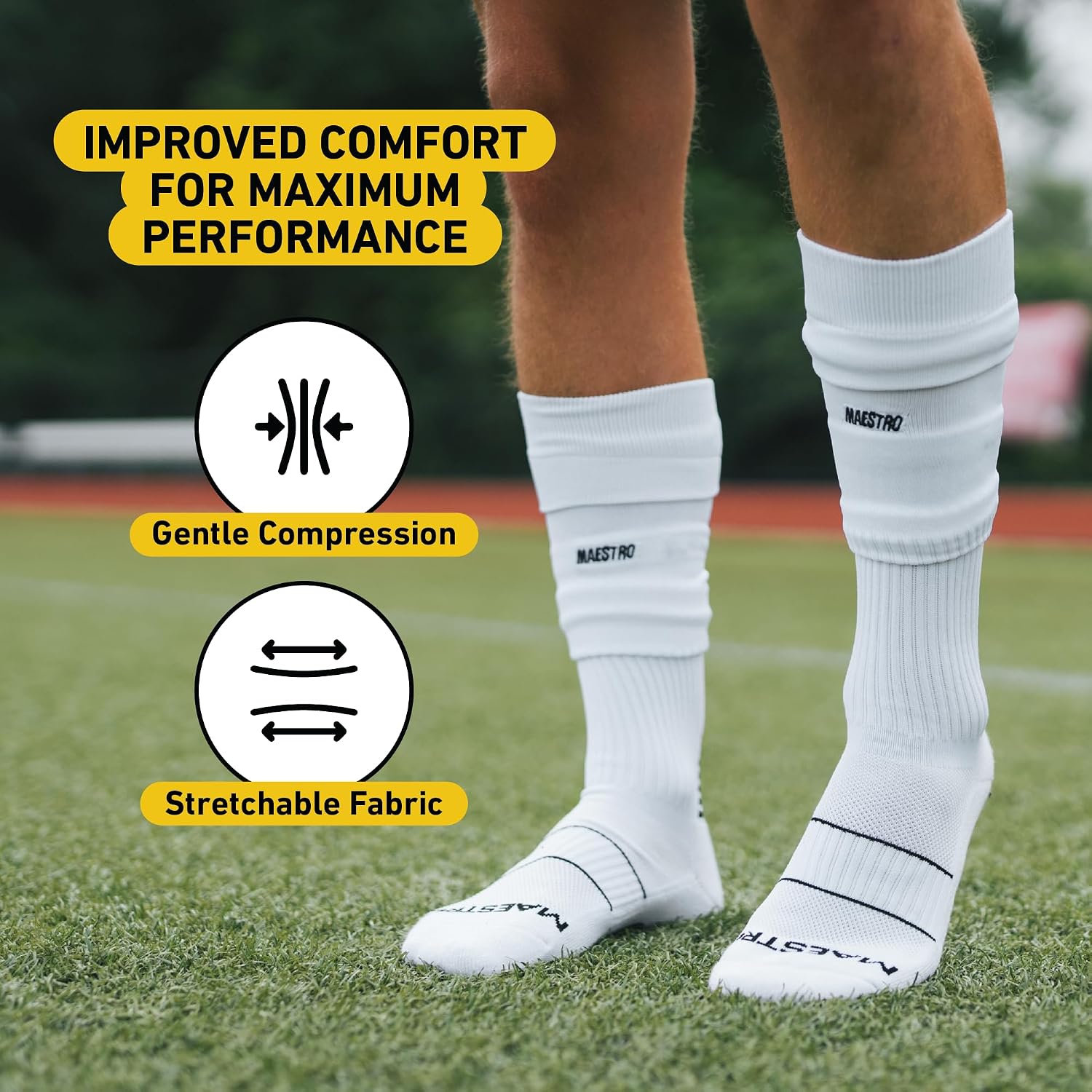 Maestro Leg Sleeves - Calf Compression Sleeves for Men & Boys, Compatible With Shin Guards & Grip Socks for Soccer, Football