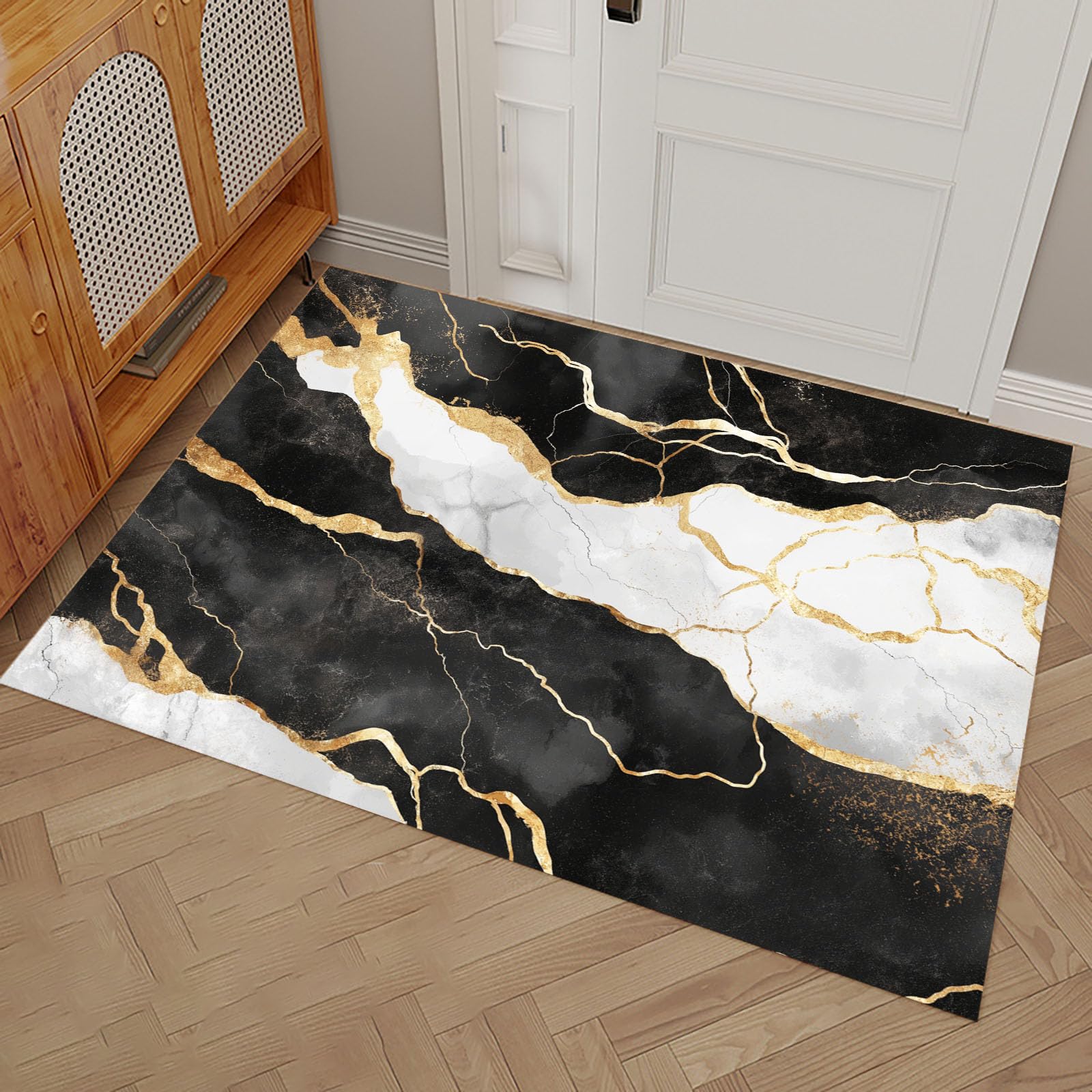 Paillasson géométrique aquarelle texturé doux de qualité supérieure pour espace intérieur
