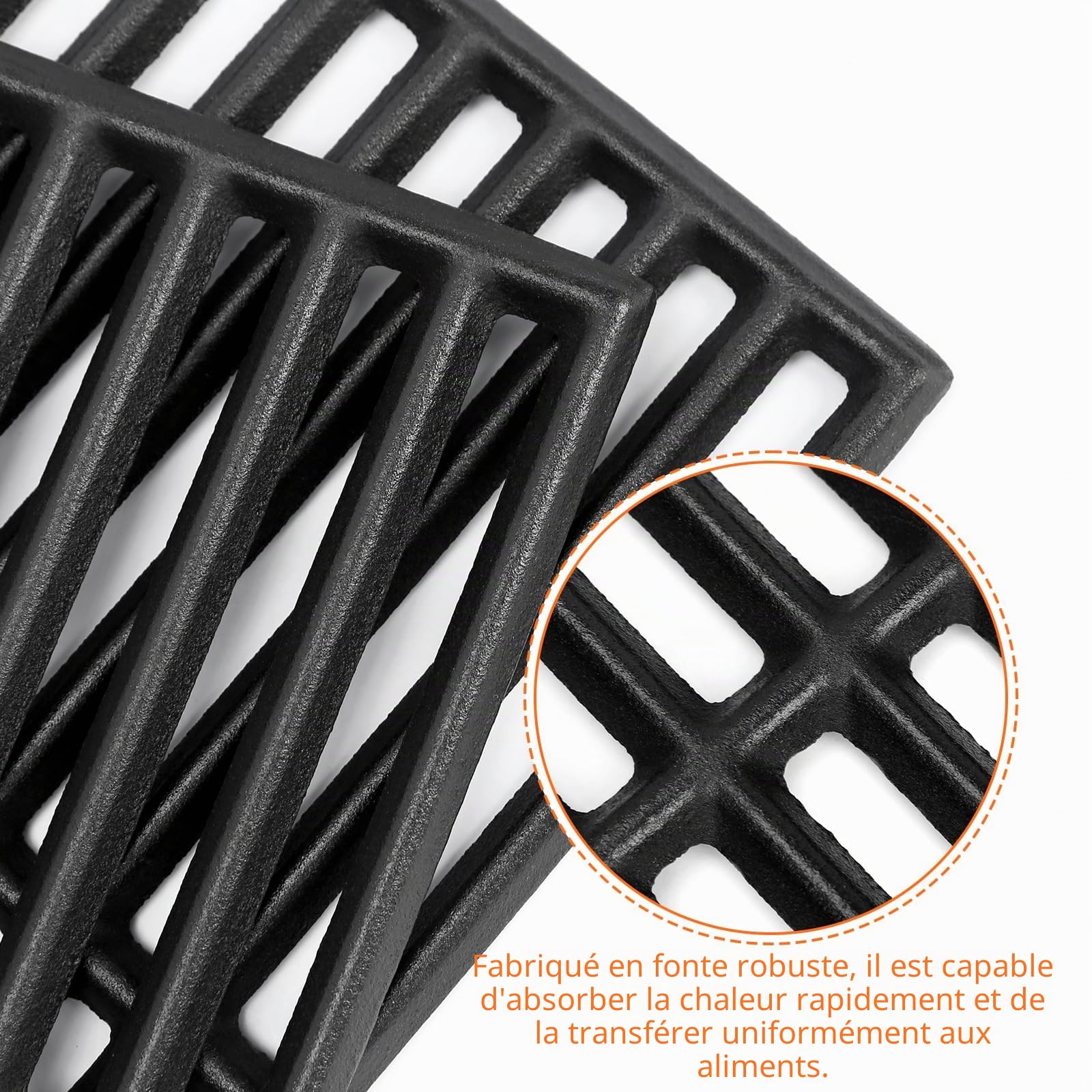 GFTIME Grille de Cuisson en Fonte 45x35cm pour Rösle Videro G4-S, Lot de 2 Grilles Robustes avec Excellente Rétention de Chaleur, Idéal comme Pièces de Rechange