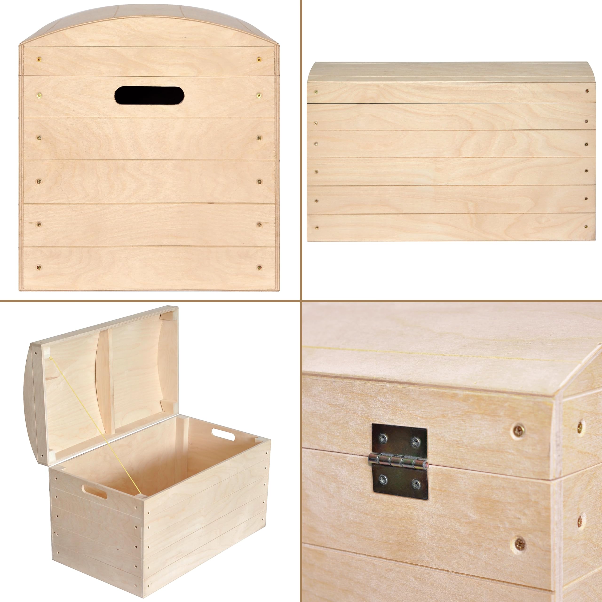 Creative Deco Baule in Legno, Casetta con Coperchio | 56.5x33x36.5cm | Cassa Armadio da Esterno e da Interno | Scatola Legno non Grezzo e non Verniciato | Porta Giochi per Decorare e Pittura Bambini