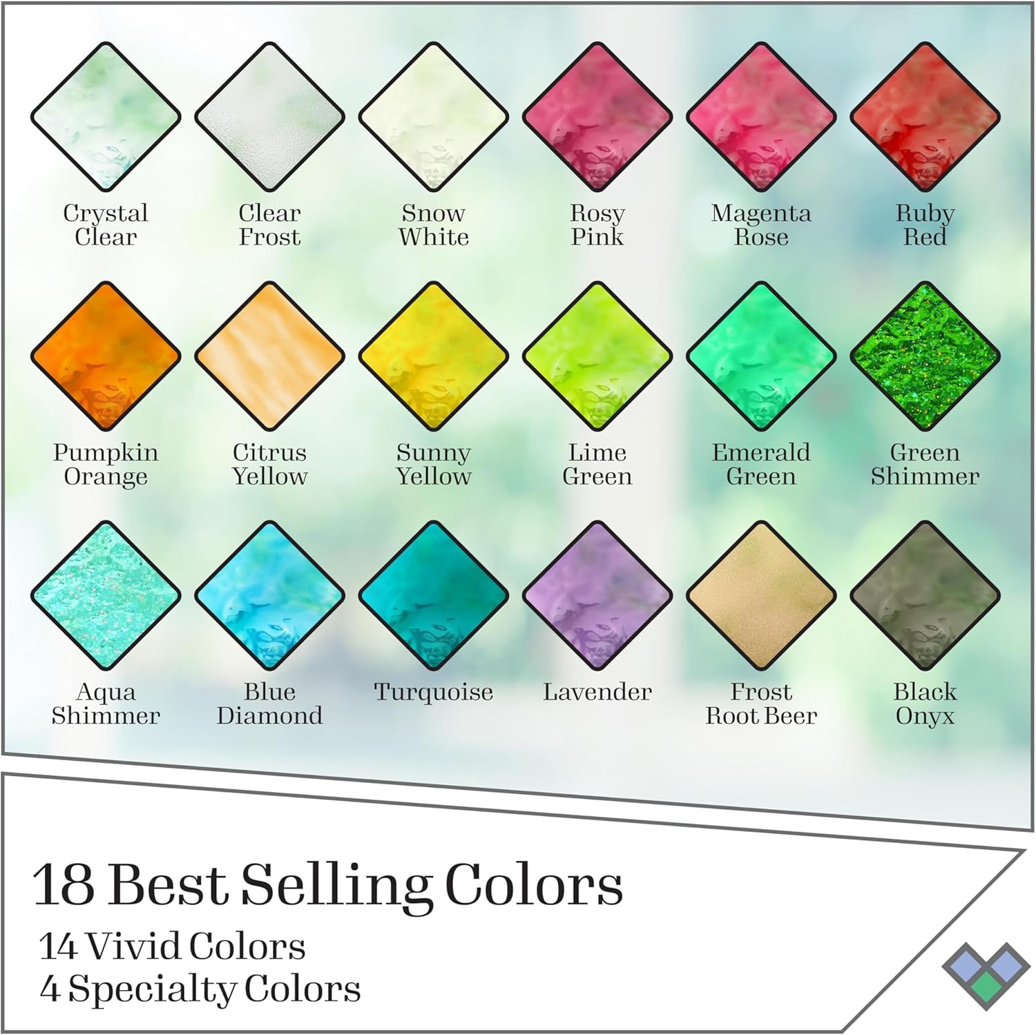 Gallery Glass Window Acrylic Craft Paint Set Formulated to be Non-Toxic, Perfect for Beginners and Artists, Eighteen Bottles, 2 Ounce, Assorted Colors 2, 2 Fl Oz (Pack of 18)