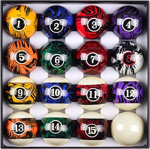 Billiard Balls Complete 16 Ball Set, Pool Balls Billiard Set 2-14" Regulation Size,New Upgrade Billiards Professional Pool Table Balls