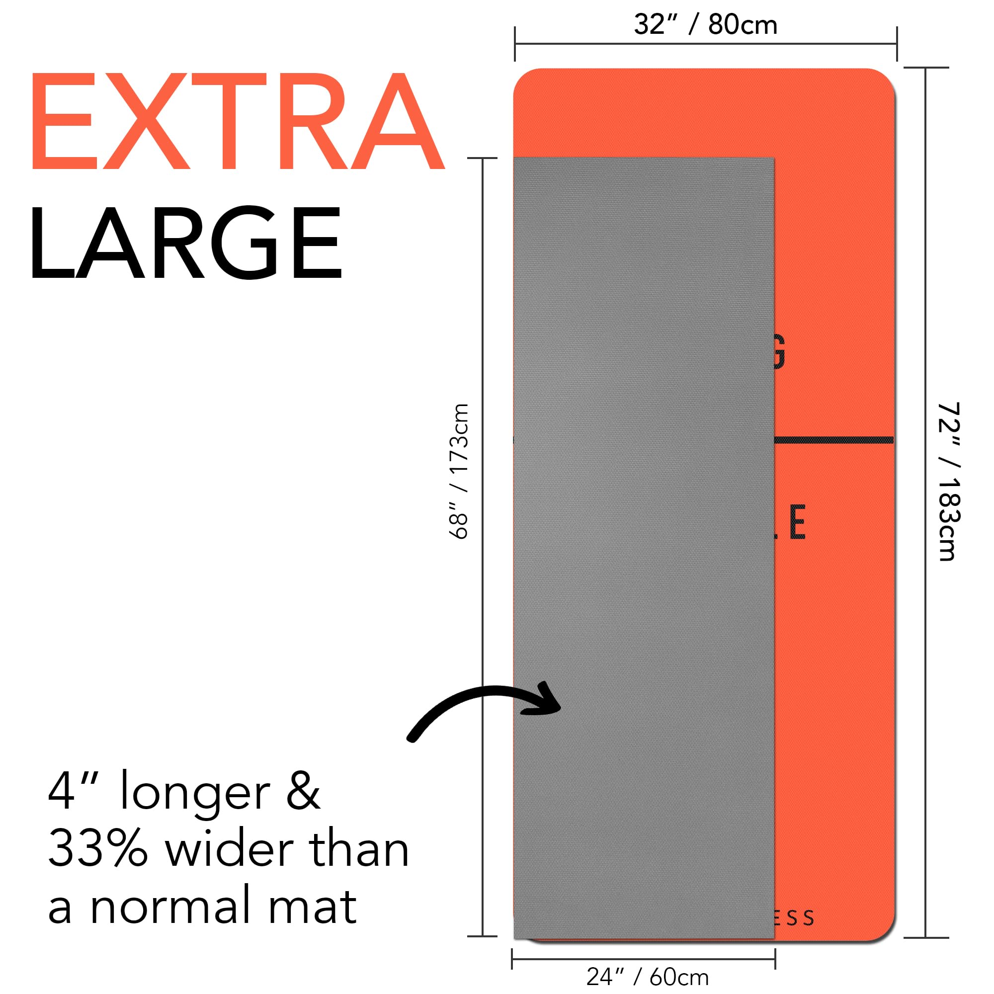 Esterilla de ejercicio grande – Esterilla de yoga extra ancha y extragruesa (183 cm x 80 cm x 10 mm), esterilla de fitness TPE con correas de transporte gratis, perfecta para entrenamientos en casa y