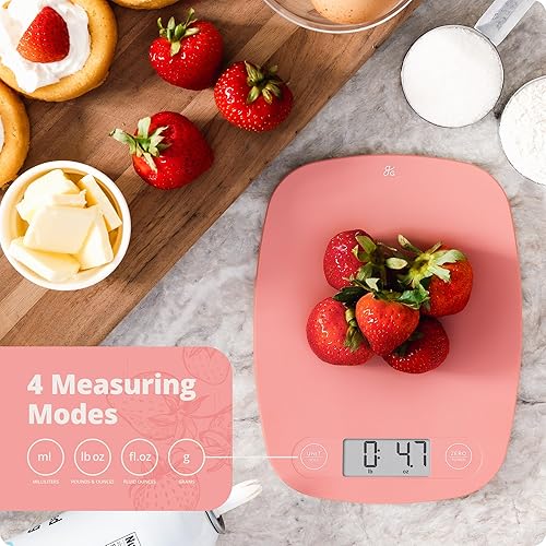 Miniatura 3 de Greater Goods Báscula de cocina esencial, plástico, báscula digital de cocina y báscula de preparación de alimentos, diseñada en San Luis, rosa