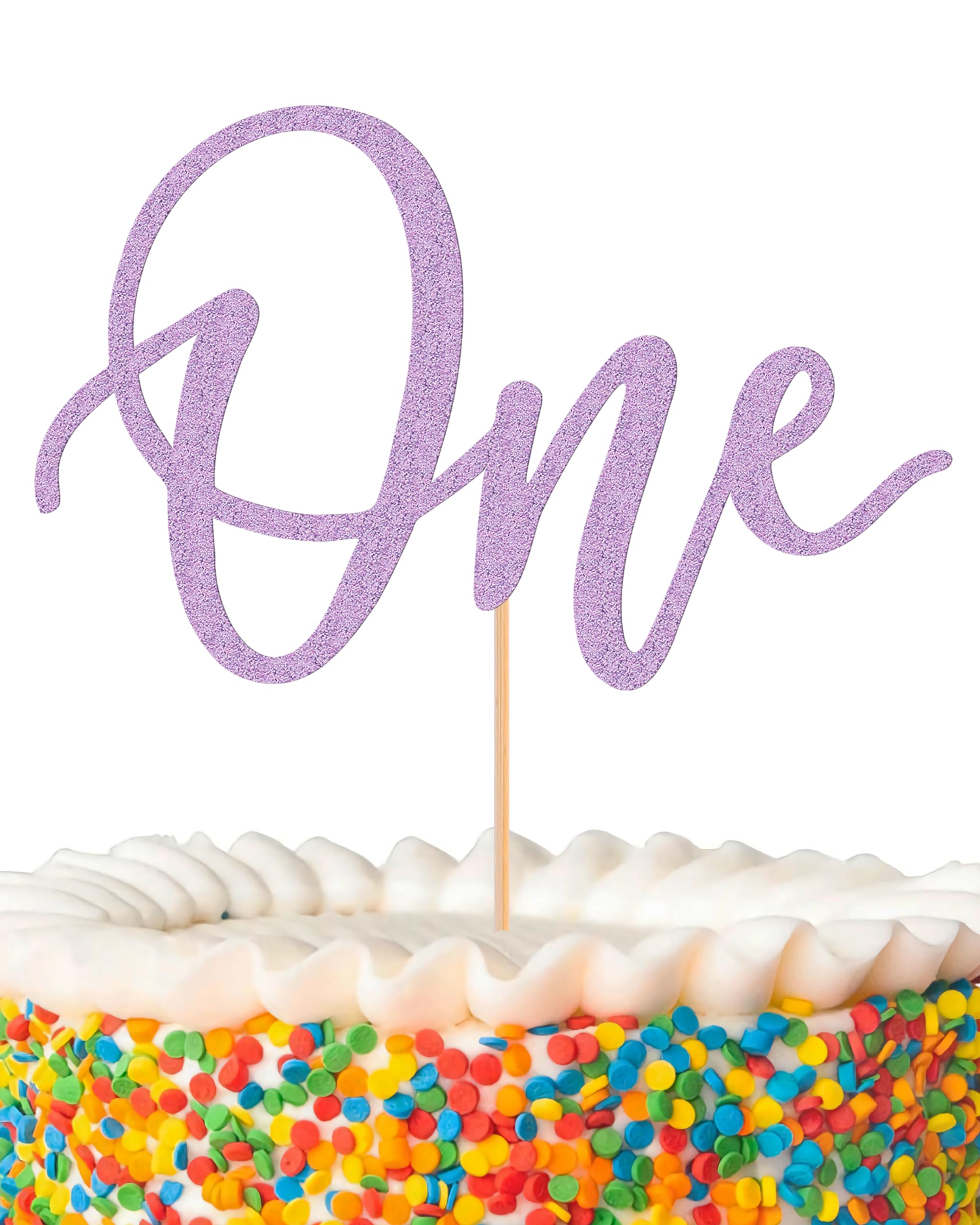 MYAMPED First Birthday Cake Topper - Glitter Purple One Sign 1st birthday Cake Decorating Supplies, Suitable for Baby Shower Favors, Baby Gender