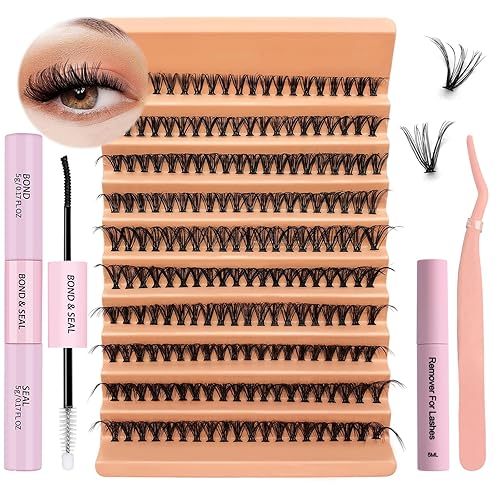 Kit de extensiones de pestañas, 200 unidades de longitud mixta de 0.354-0.630 in, mezcla de rizos D, mezcla de pestañas 40D con removedor de unión y