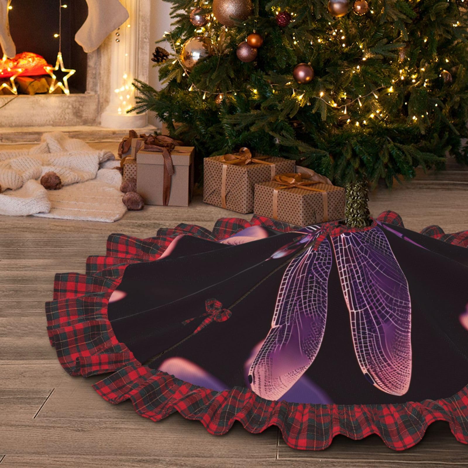 Jupe de sapin de Noël violette 121 cm pour sublimer vos soirées au coin du feu