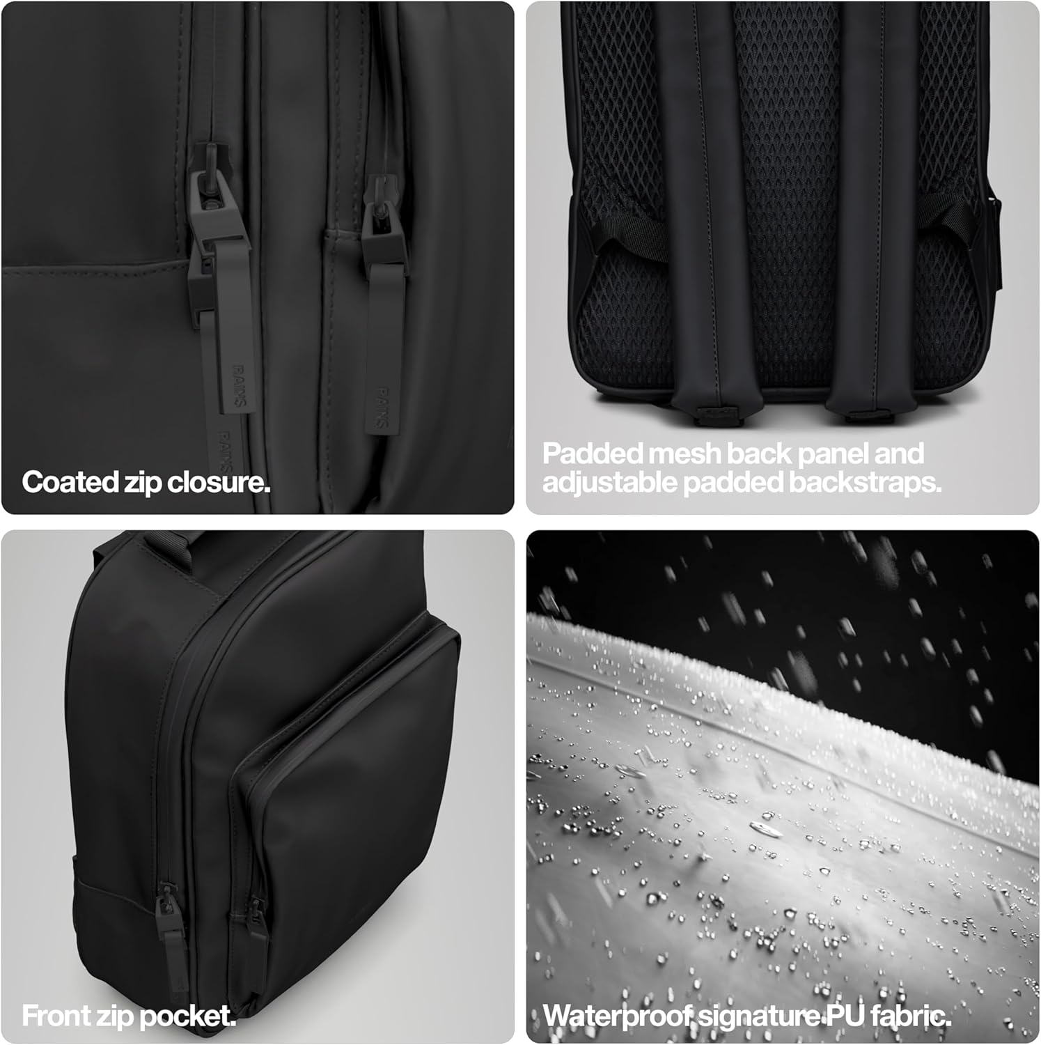 Rains Book Daypack in Black - Image 4