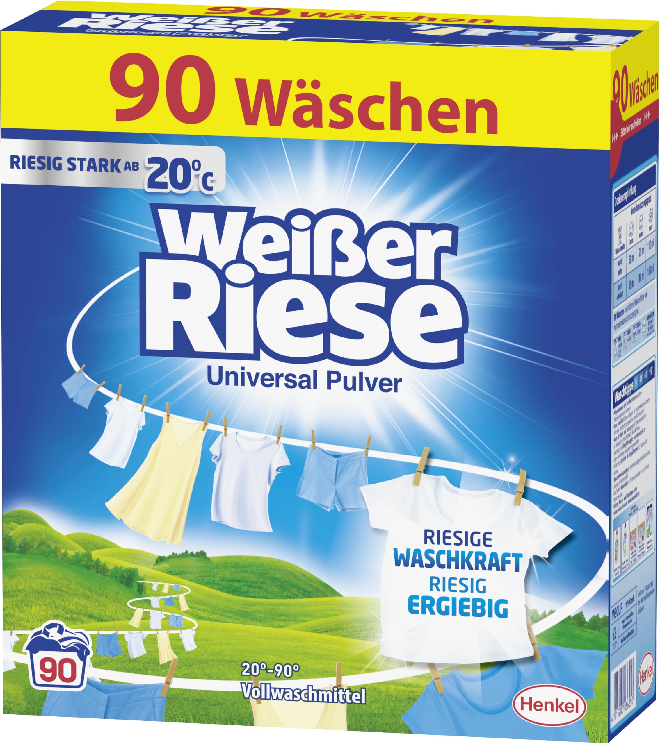 Weißer Riese Universal Waschmittel Pulver (90WL), Waschpulver Großpackung – Ansicht 2