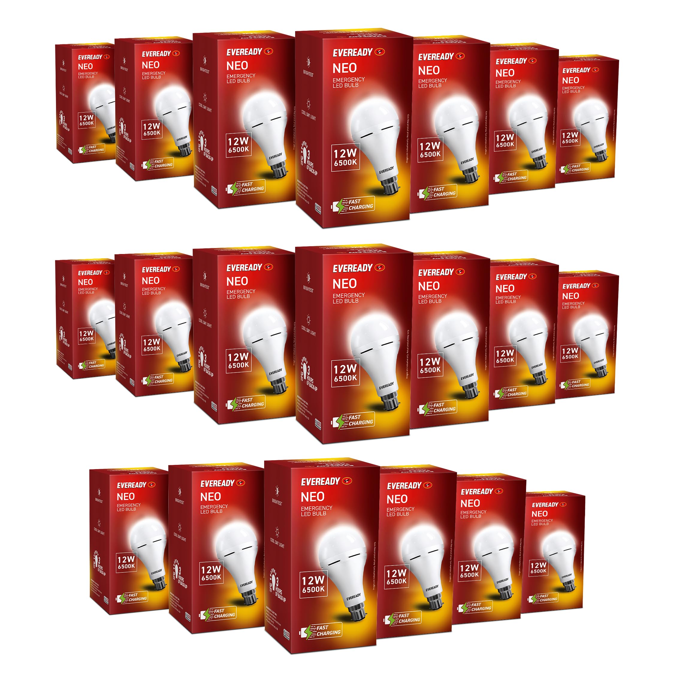 EVEREADY 12W Emergency Inverter LED Bulb, B22D, Cool Day Light, Pack of 20
