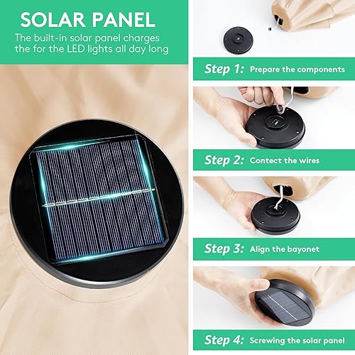 Miniatura 7 de JEAREY Sombrilla de patio mejorada de 10 pies, sombrilla solar para exteriores, sombrilla de mesa inclinable para piscina (beige)