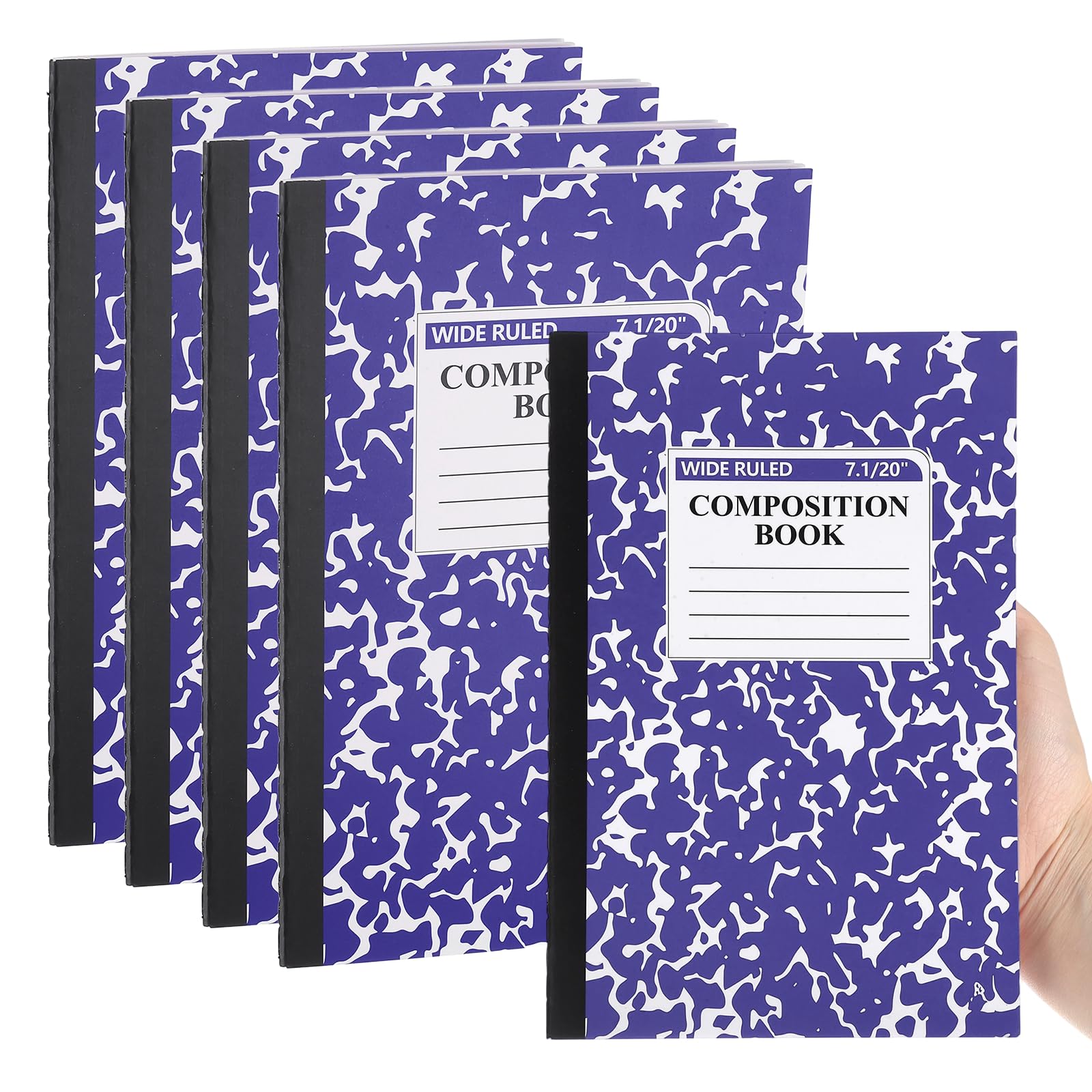 PATIKIL 4 Pack A5 Notebook, A5 Journal Mini Notebook Pocket Marble Memo Notepads Wide Ruled Lined Sketchbook Small 8.3x5.5 Inch 30 Sheets for Men Women Office Supplies Travelers,Dark Blue