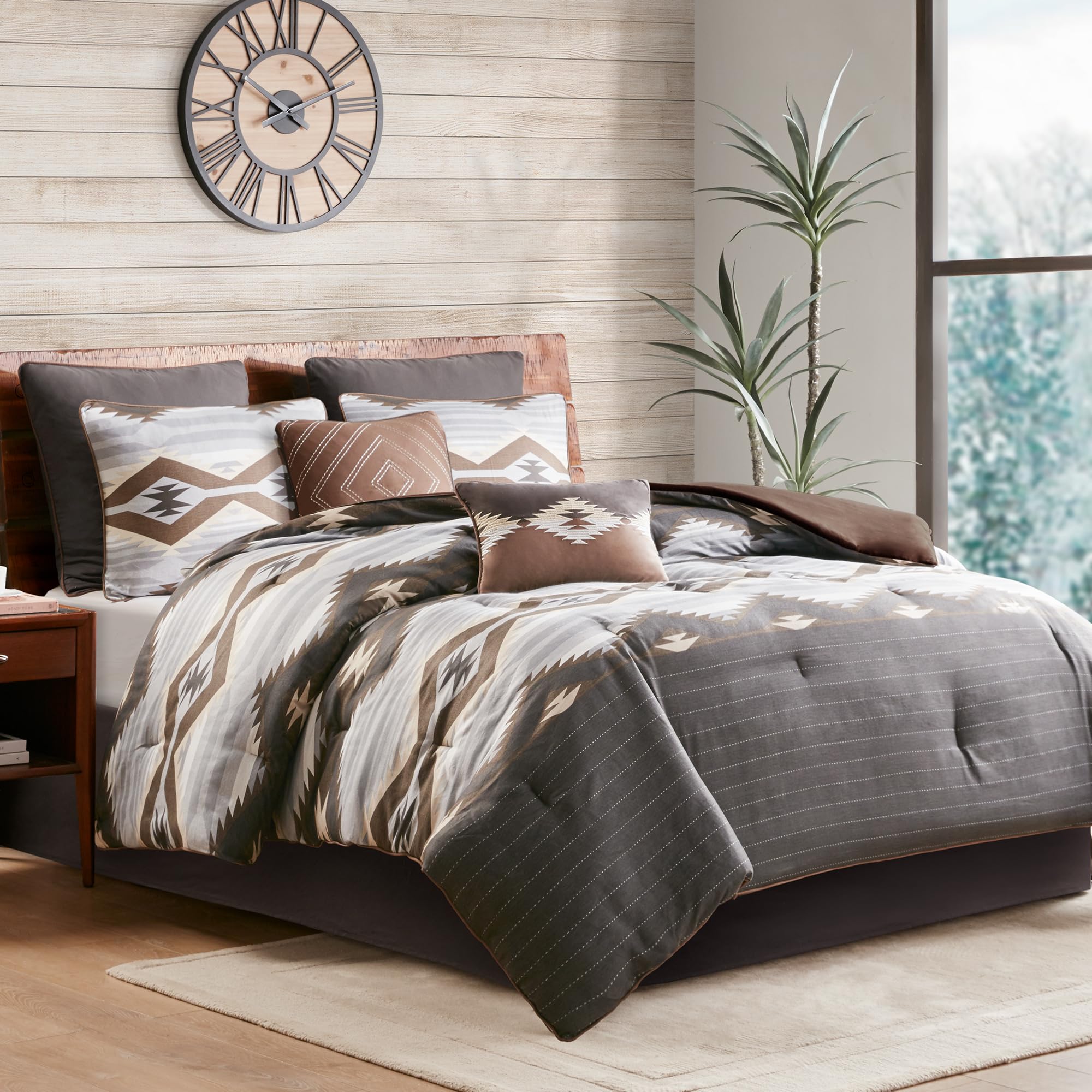 Woolrich Queen Comforter Set, Southwestern Aztec 8 Piece Bedding Set