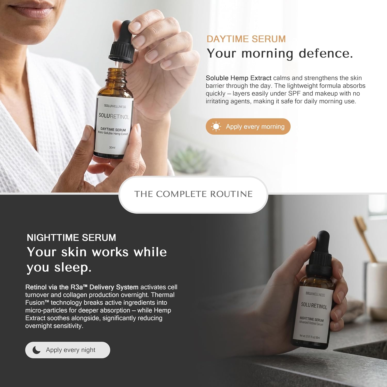 Retinol Serum for Face Wrinkles – Skin Renewing Day & Night System (2 x 30 ml) – Anti Aging Skin Booster Serum, Moisture-Locking Duo for Eyes, Neck & Deep Lines 3-Pack