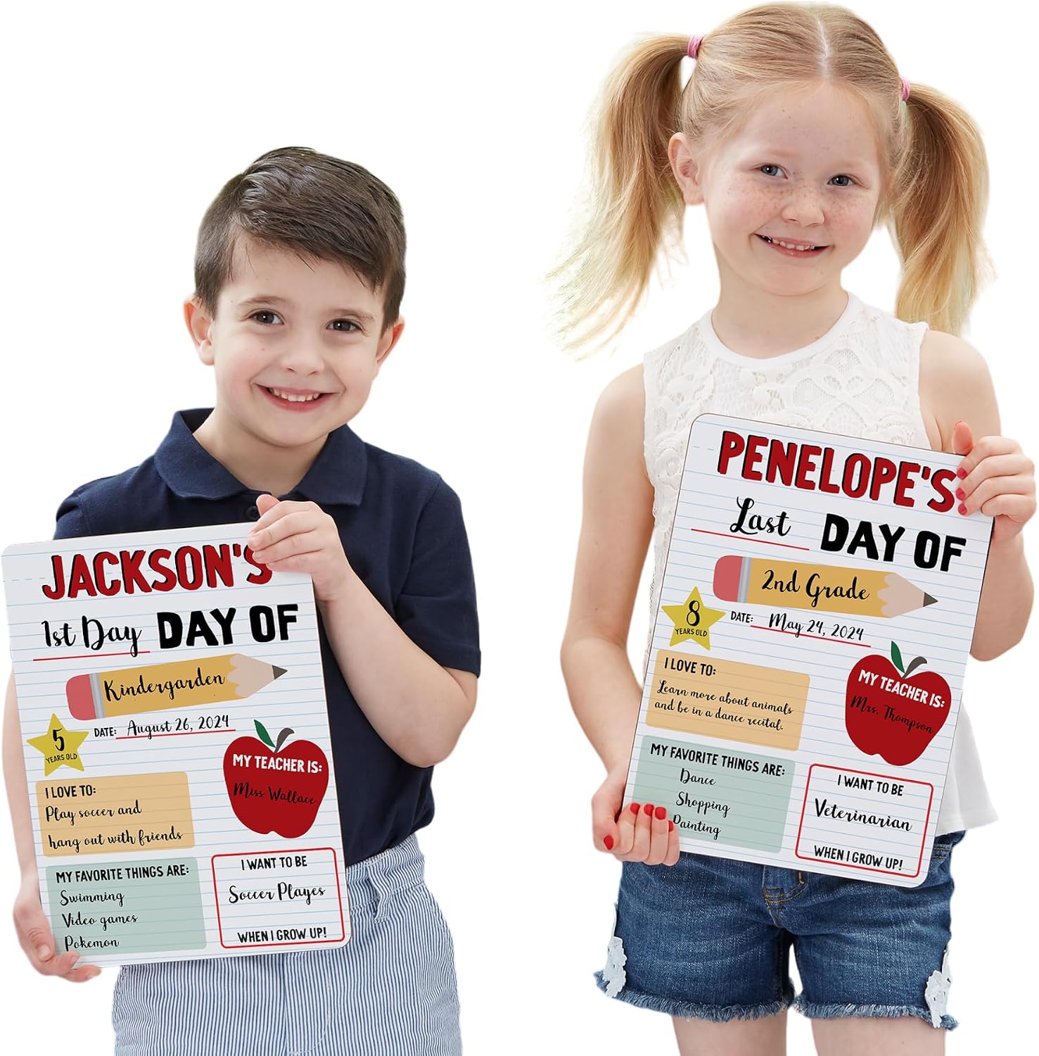 Personalization Universe School Memories Dry Erase Sign – Reusable First Day of School Board, Last Day of School Sign, Custom New School Year Signs, First Year of School Personalized Dry Erase Boards