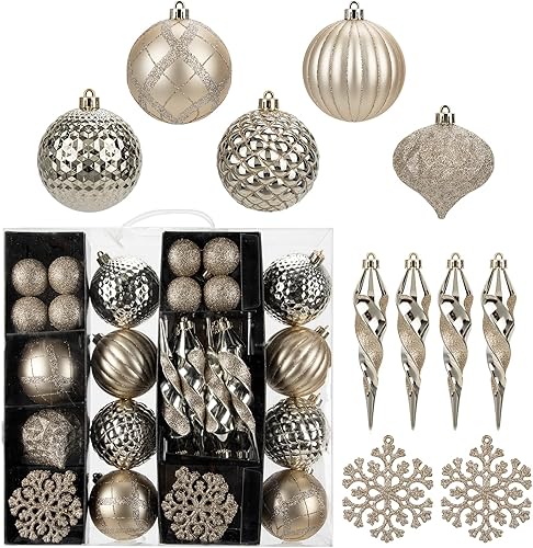 Miniatura 1 de Juego de 50 adornos para árbol de Navidad con bolas inastillables, adornos colgantes de copo de nieve para el hogar, oficina, granja, decoración de