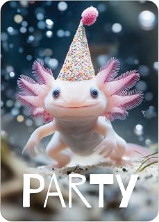 PACKLIST® Axolotl Birthday Invitations – 12 Pack Fill-in Blank Kids Party Invitations with Cute Axolotl Design. Funny Themed Party Supplies for Boys & Girls Bday Celebrations. Let's Party!