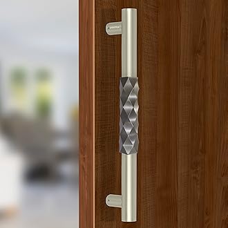 Plantex Aura Stainless Steel Main Door Handle for Glass & Wooden Doors - Pull Handle, Satin White & Grey Finish (14 Inch, Pack of 1)