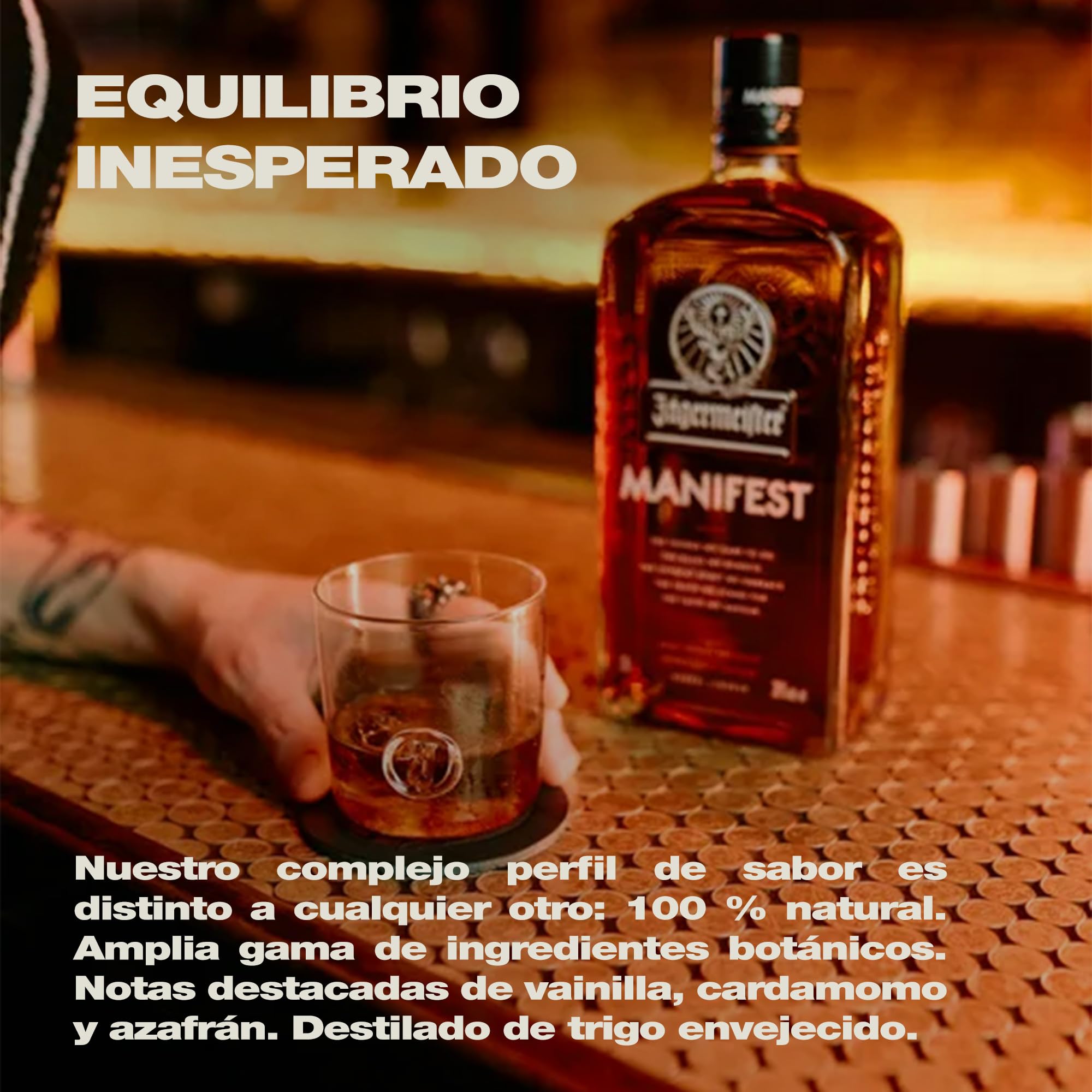 JÄGERMEISTER - Manifest 500 ml, Licor de Hierbas Premium, con Ingredientes Botánicos, Notas de Vainilla, Cardamomo y Azafrán