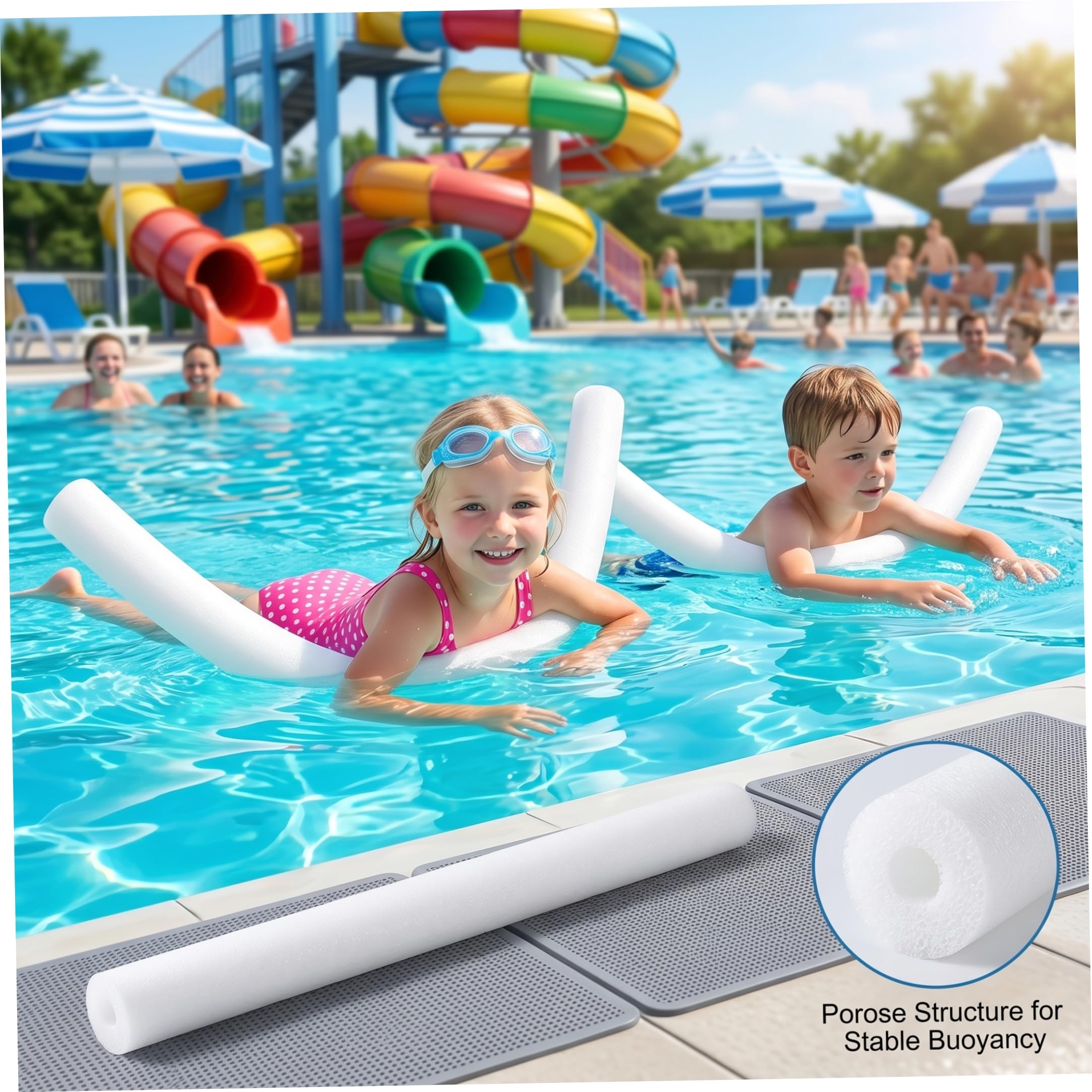 Jumbo Pool Noodle 5 Piezas Claro Blanco 59 Pulgadas | Construcción hueca liviana, segura para niños, para diversión en la piscina de verano