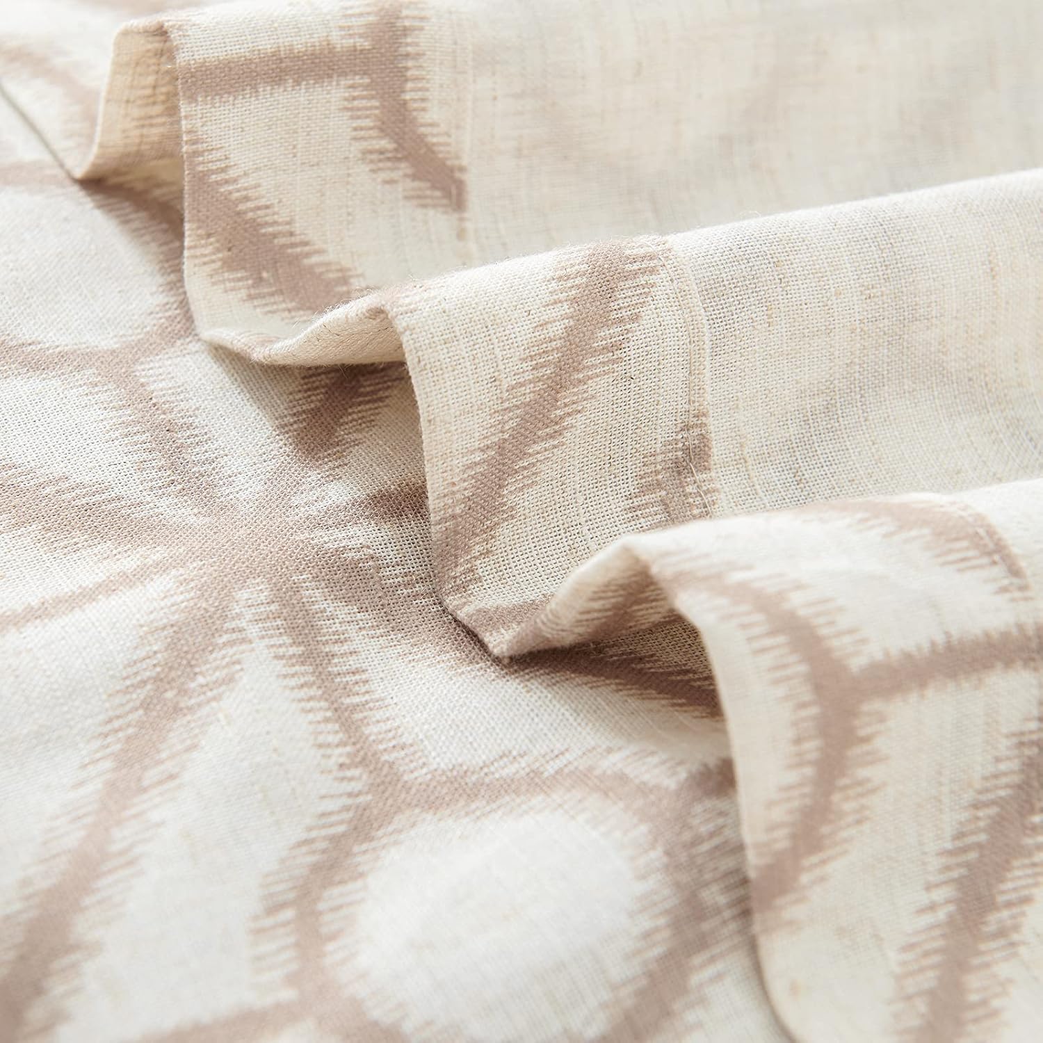 jinchan Linen Textured Curtains for Living Room Grommets Top Durable Linen Flax Burlap Geometric Tile Print Design Privacy Window Treatment Set for Bedroom 2 Panels 95 Inches Long Taupe