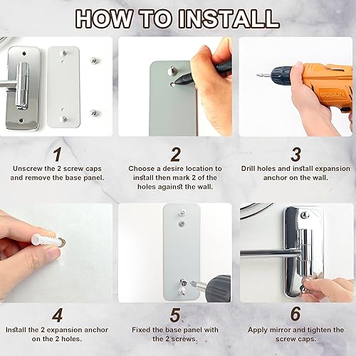 Miniatura 21 de JANEEVA Espejo de maquillaje montado en la pared de 8 pulgadas, espejo de aumento 10X con brazo extensible 360, espejo de tocador de doble cara