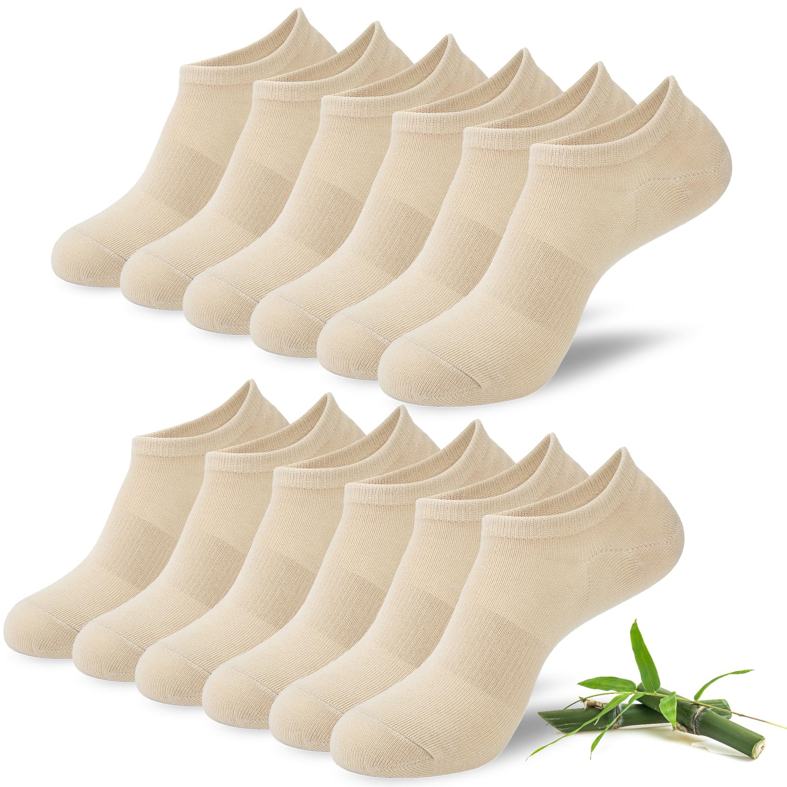 Niofind Bamboo Trainer Socks for Womens and Mens, No Show Ankle Socks Low Cut Invisible Non Slip Liner Socks Multipack Casual Footies for Sneaker Loafers and Boat Shoes — view 11