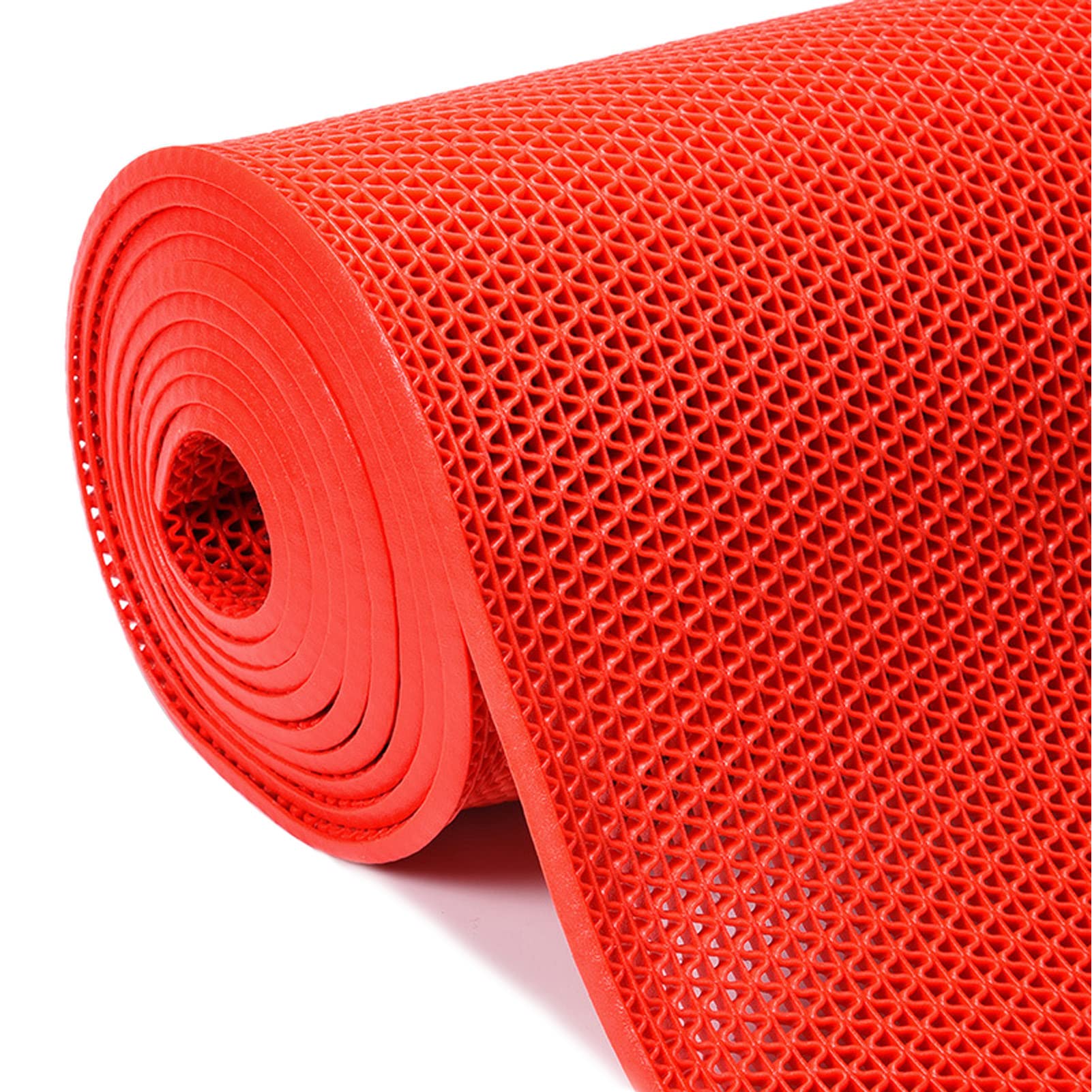 GTHTUHFD Drainage Anti-Slip Pvc Anti Fatigue Floor Mats, 5.2X10Ft Scraper Front Door Rug, Durable Waterproof Entrance Mat, Low-Profile Shoe Clean Step Mat,Outdoor,Rojo