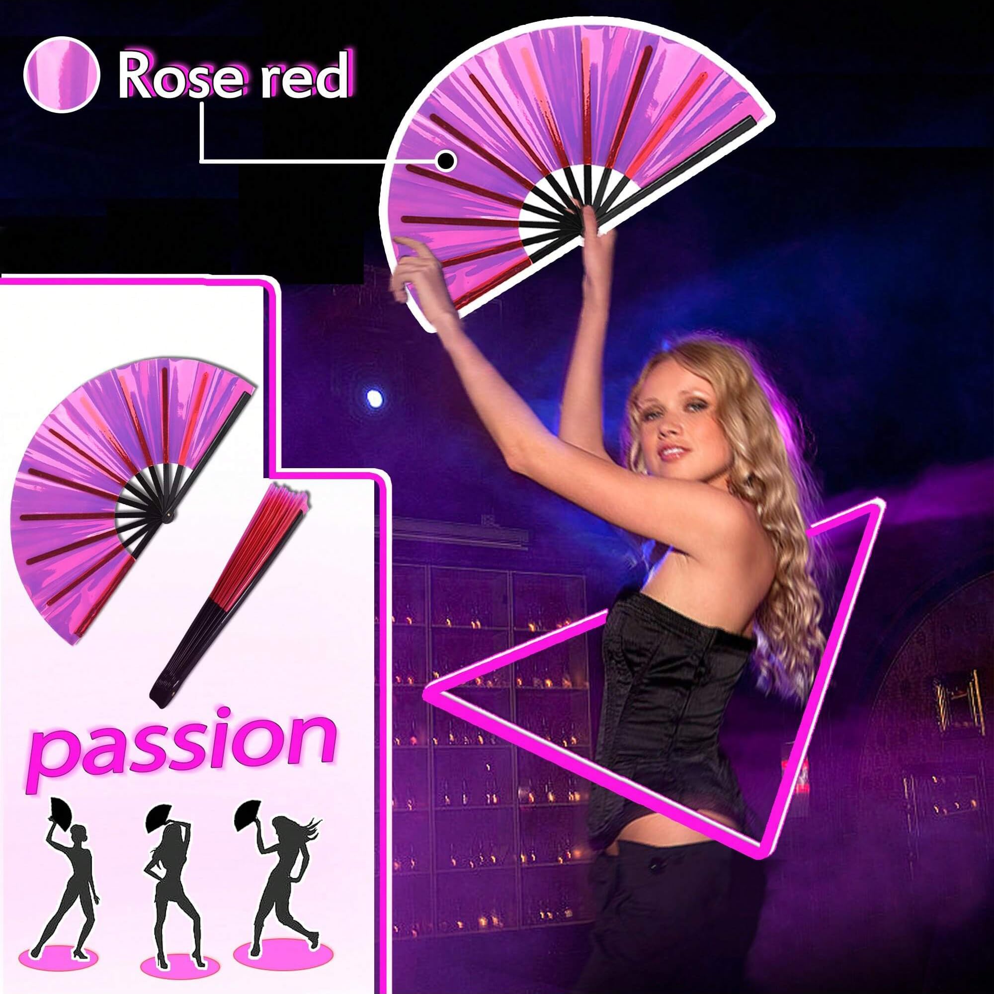 Sparkle Fan Large Glitter Holographic Rave Hand Fan,Handheld Folding ...