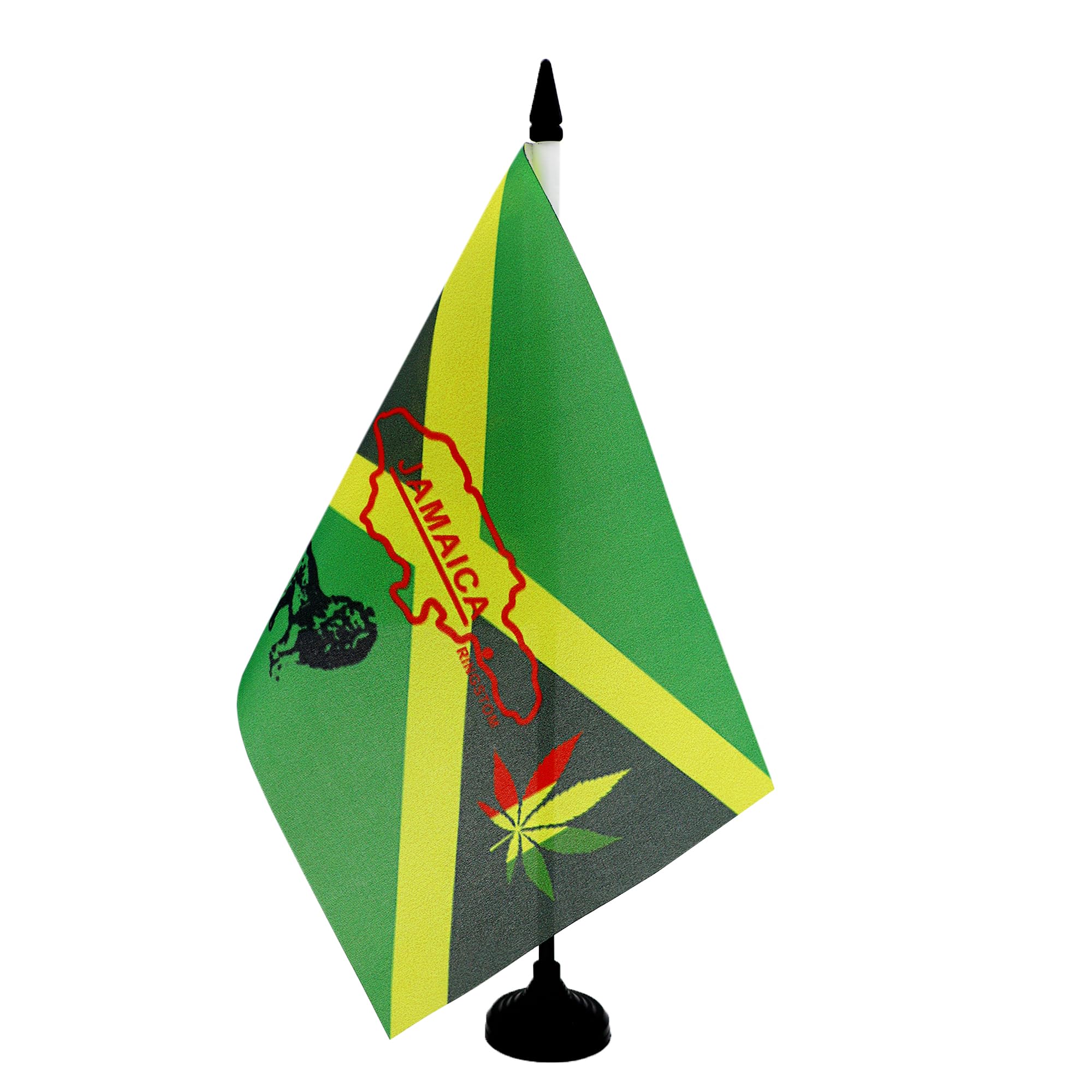Drapeau De Table Pirate Tête De Mort Couronne 21x14cm - Socle Plastique Noir, Hampe 25cm - Décoration Bureau Ou Fête - 5