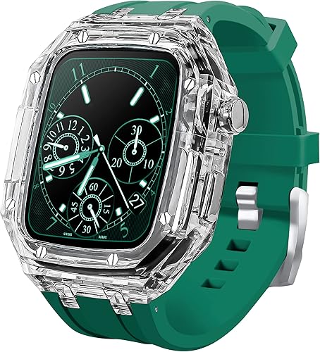 Miniatura 1 de Funda rígida transparente y ligera con banda, funda protectora militar resistente y transparente, compatible con Apple Watch Band de 1.732 pulgadas,