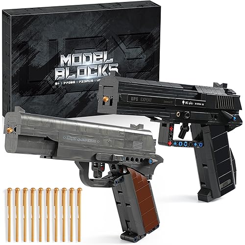 M1911 & USP Building Blocks Guns Compatible with Lego - 2 Model Pistol Building Sets, Ideal Gift for Boys Kids Ages 8+, Adults & Collectors