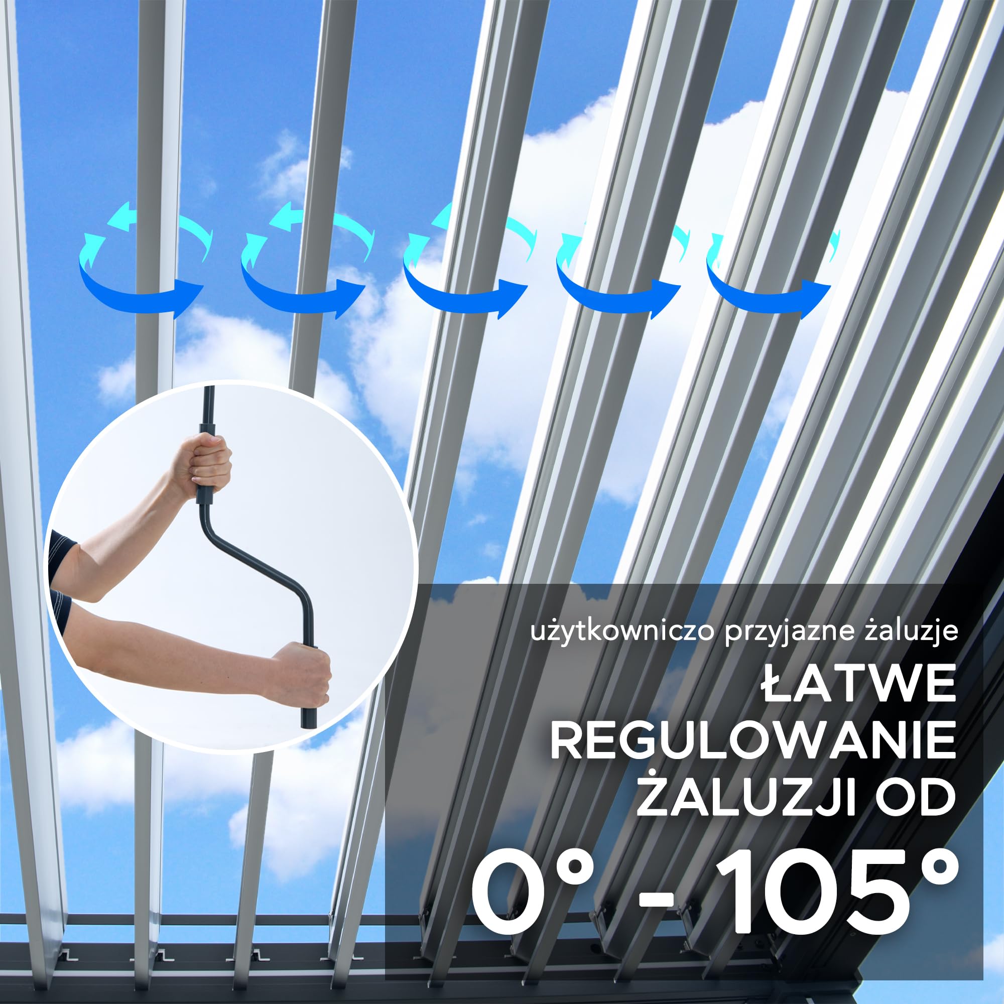 SUNJOY Pergola Ogrodowa 3x4m, Aluminiowa Altana Lamelowa Całoroczna, Ruchomy Dach z Regulacją Kąta, Solidny Pawilon Tarasowy, Antracyt