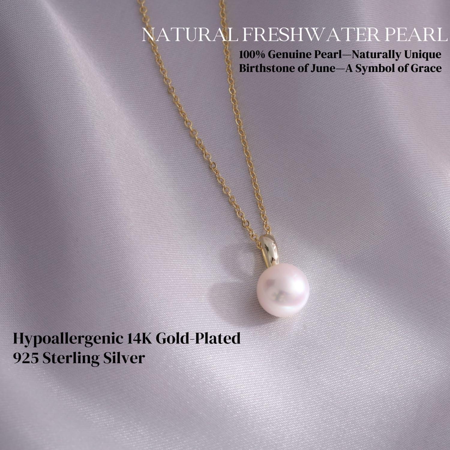 GAVU 925 Sterling Silver Freshwater Pearl Necklace for Women, Handpicked AAA Single Pearl Pendant Necklace - Image 4
