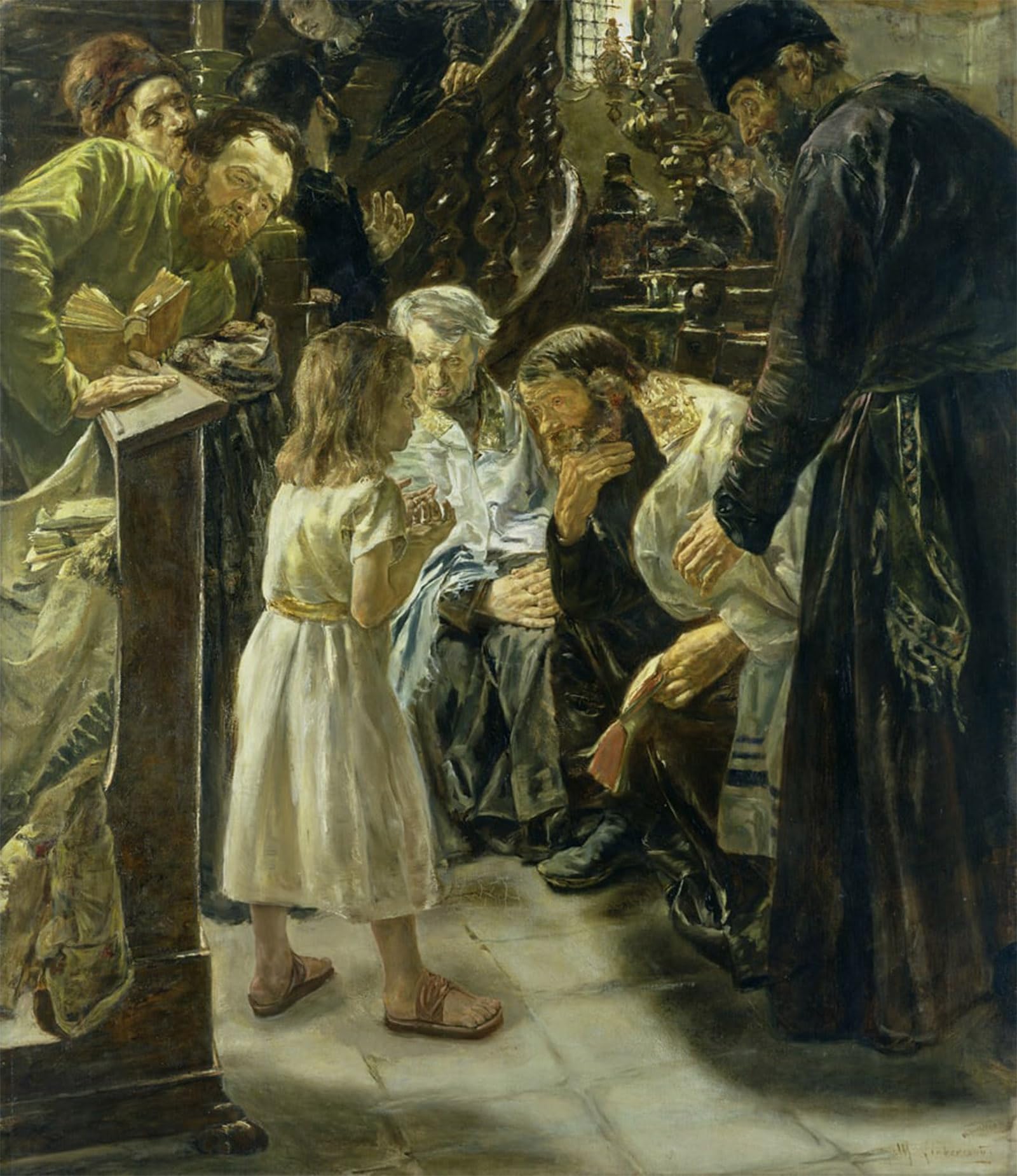 POSTERIIk Famous Modern Artwork Art Mural The Twelve-Year-Old Jesus in the Temple by Max Liebermann Oil Paintings Pictures for Home Decor 60x90cm