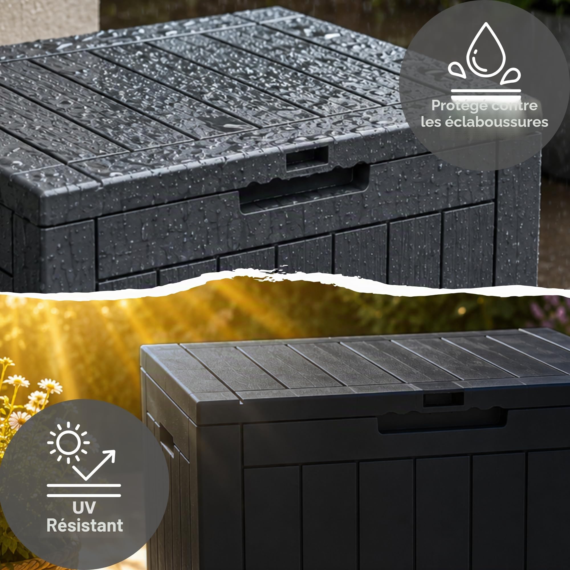 Ondis24 City Cube Boîte en Plastique 110 L Anthracite 55 x 43 x 53 cm