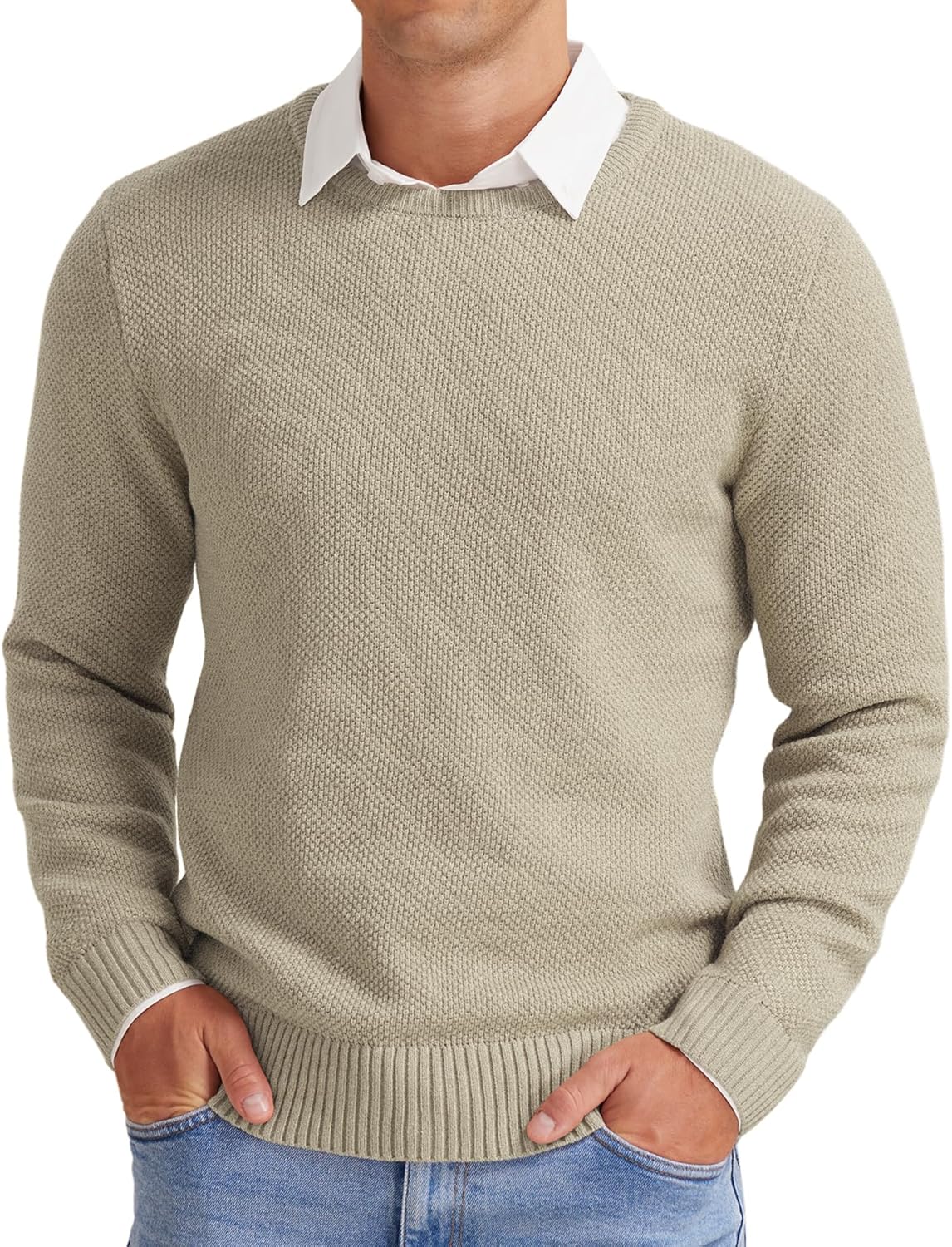 NITAGUT Men's Crewneck Sweater Soft Casual Classic Pullover Knitwear Lightweight Sweaters with Ribbing Edge - Image 2