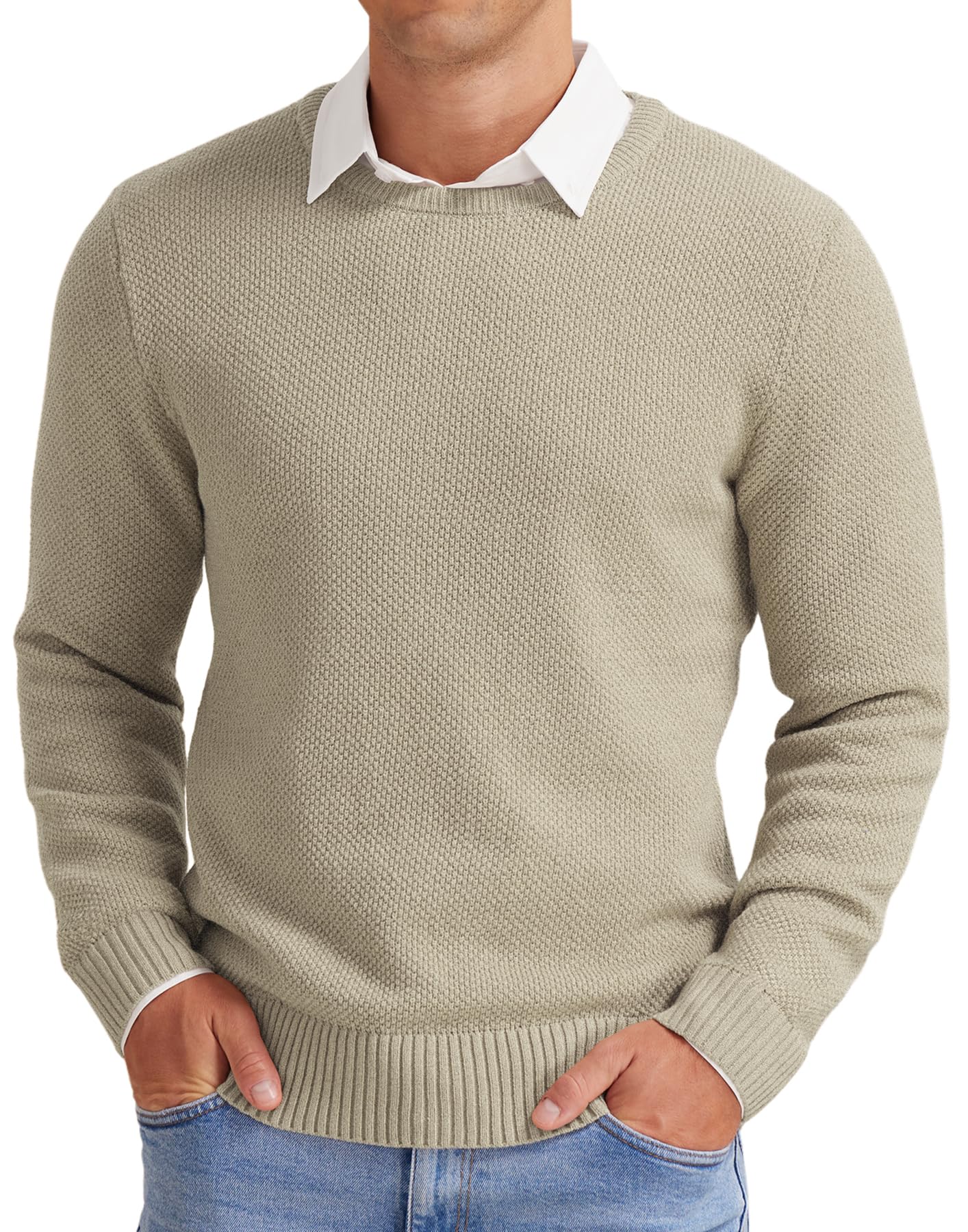 NITAGUT Herren Pullover Winter Basic Langarm Strickpullover Warm Casual Einfarbig Rundhals Sweatshirtt