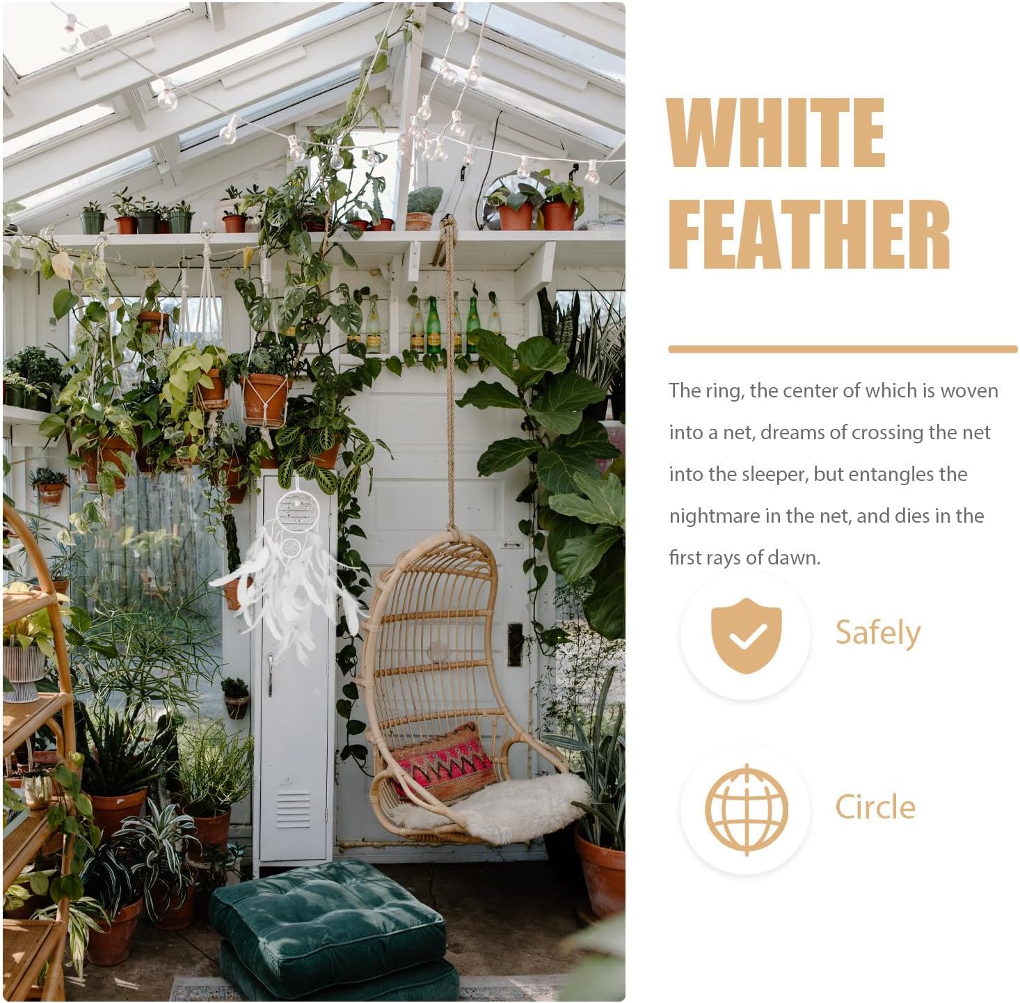 Creative White Dream Catcher Spider Web Wall Hanging for Bedroom image 3